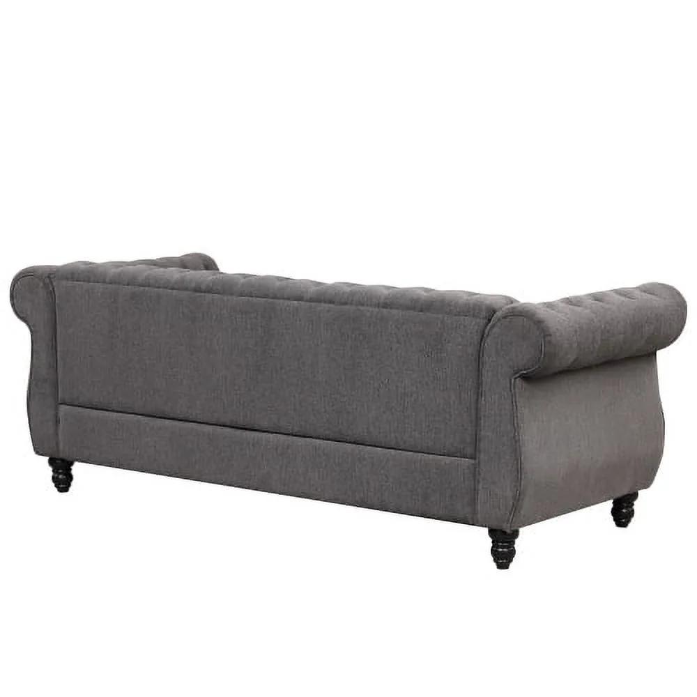 JHOOTUUO 60” modern sofa Dutch plush upholstered sofa  solid wood legs  buttoned tufted backrest  blue