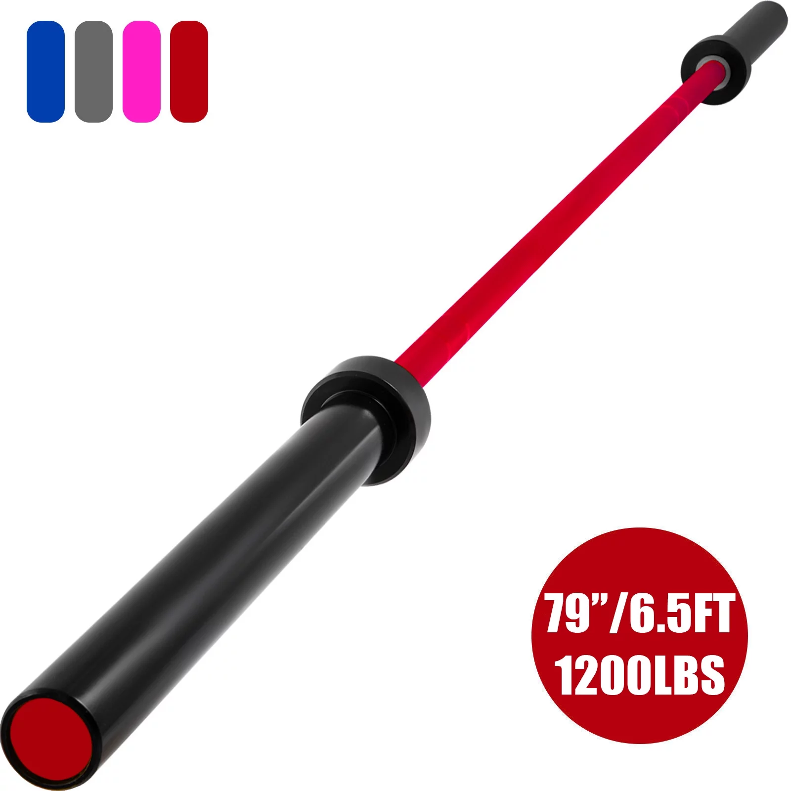 VEVOR Olympic Barbell,15kg（33lbs）,Lifting Full Body Workout Fitness Exercise Bench Press Bar Capacity 1200lbs for Weightlifting Powerlifting and Crossfit Olympic Bar Weight Bar Bench Press，Red