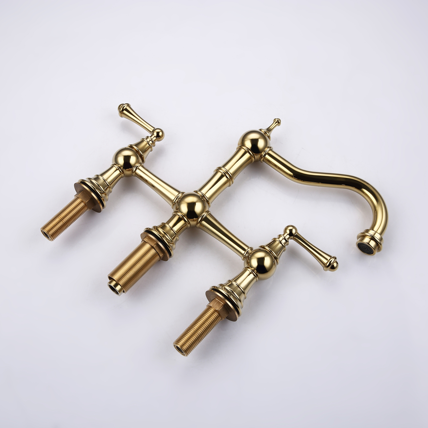 YLtoohoom Bridge Dual Handles Kitchen Faucet With Pull-Out Side Spray in