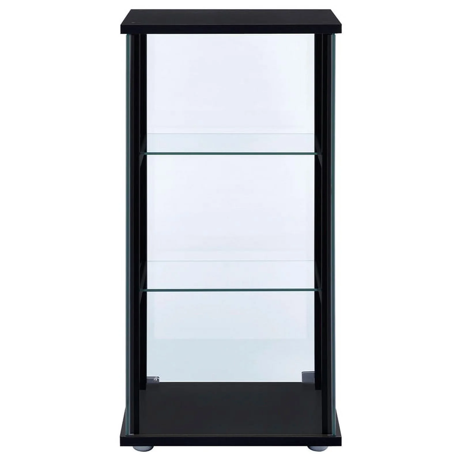 Pemberly Row Contemporary 3-shelf Glass Curio Cabinet Black and Clear