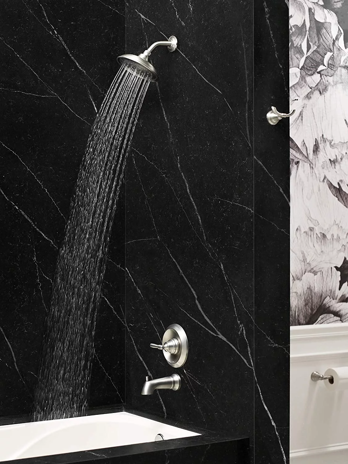 YILAN 84971SRN Halle Two-Handle Centerset Bathroom Sink Faucet with Drain Assembly Bundle with YILAN 82971SRN Halle Posi-Temp Shower Faucet Trim with Valve, Spot Resist Brushed Nickel