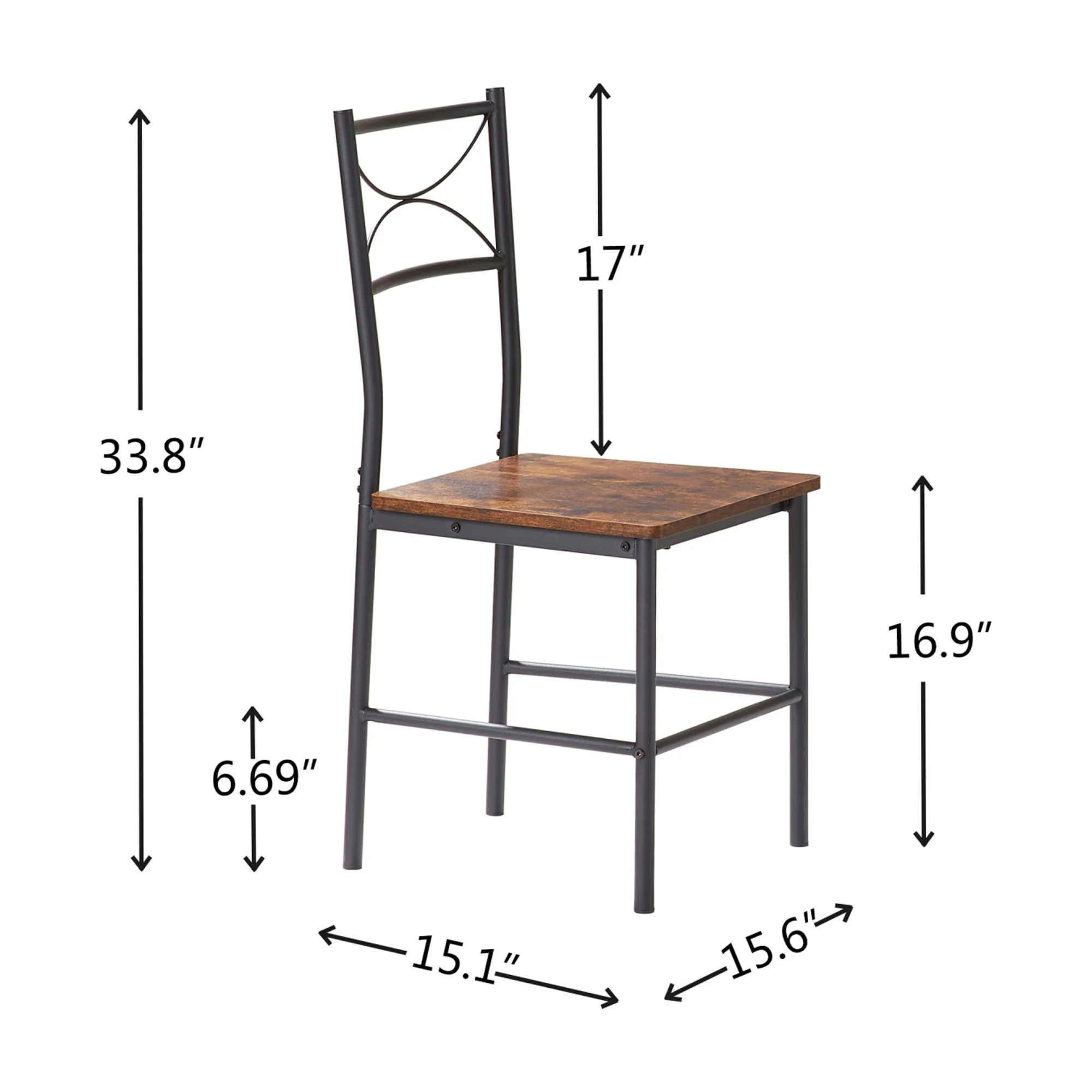 Vintage-Inspired 3-Piece Kitchen Dining Set with Sturdy Wood Table & 2 Retro Brown Chairs for Cozy Meals