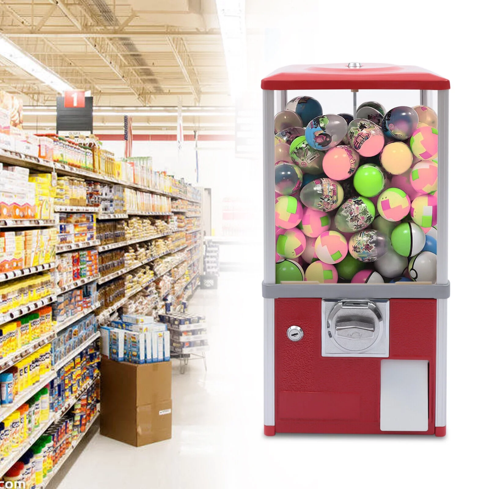Modern Candy Vending Machine Candy Gumball Machine Huge Load Capacity Gumball Bank for Gadgets, for Game Stores and Retail Stores
