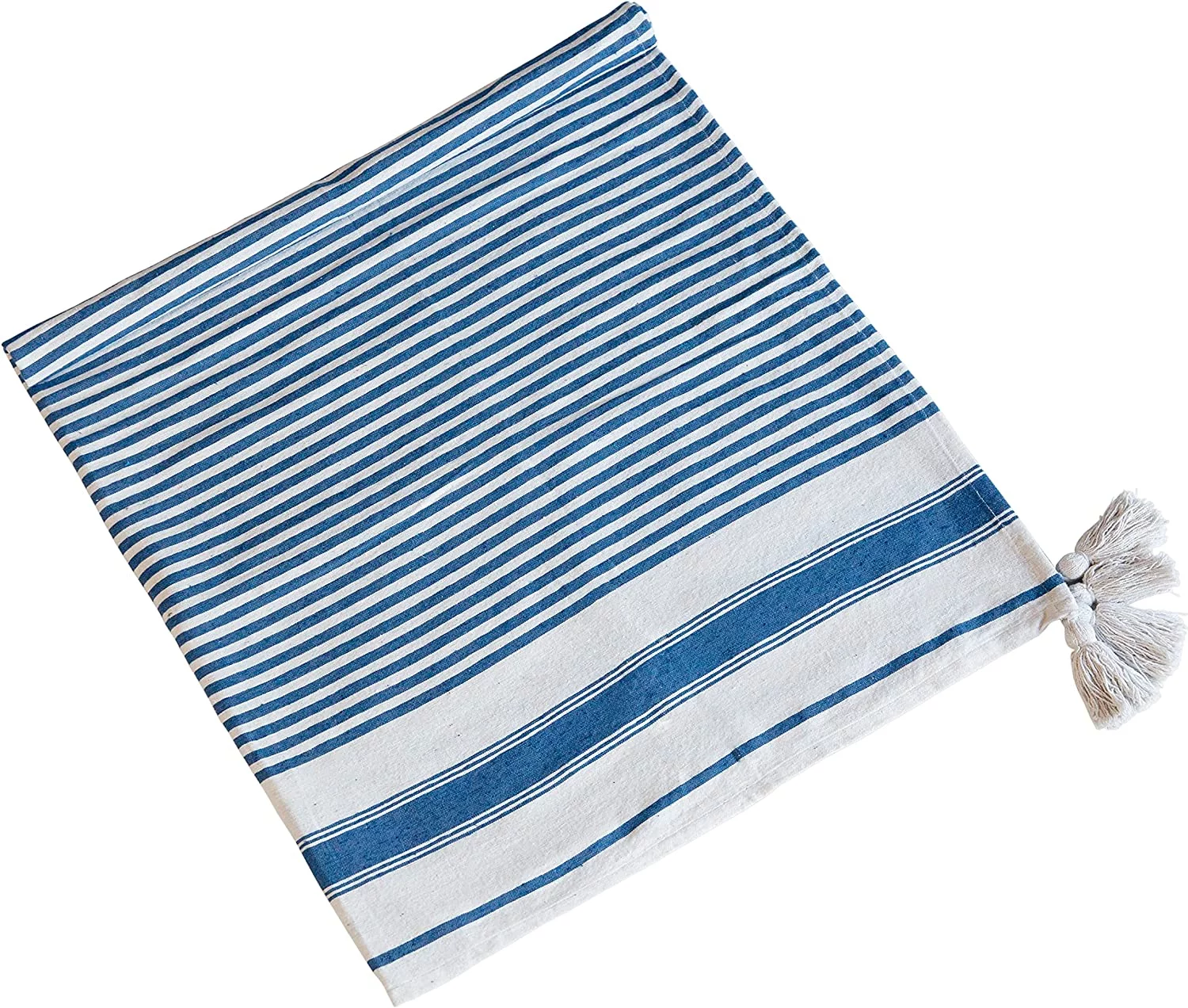 A&B Home Throw Blanket - Blue and White Stripe Woven Cotton Blend Blanket, 50