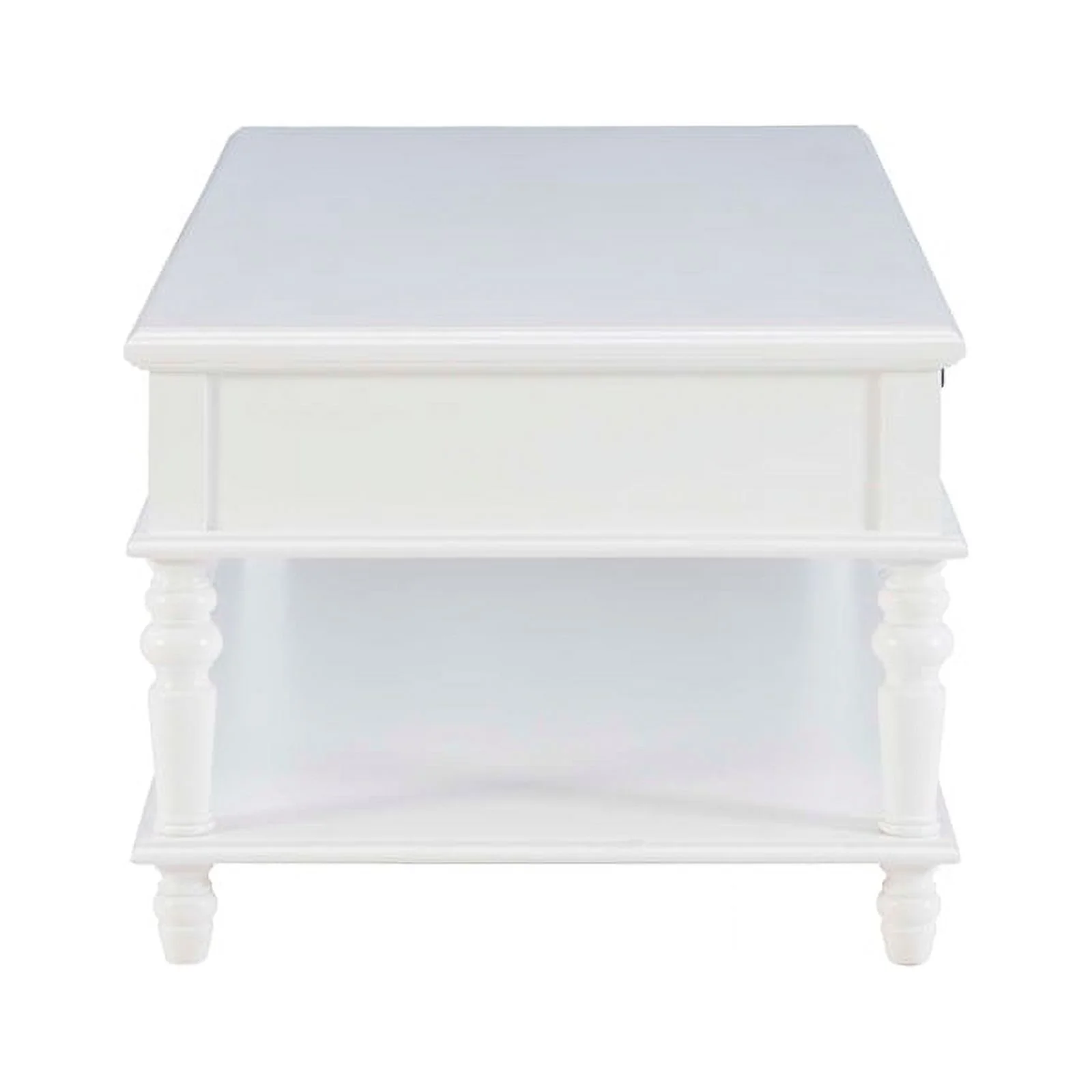 Linon Mavis Wood Coffee Table with 2 Drawers & Bottom Shelf in White