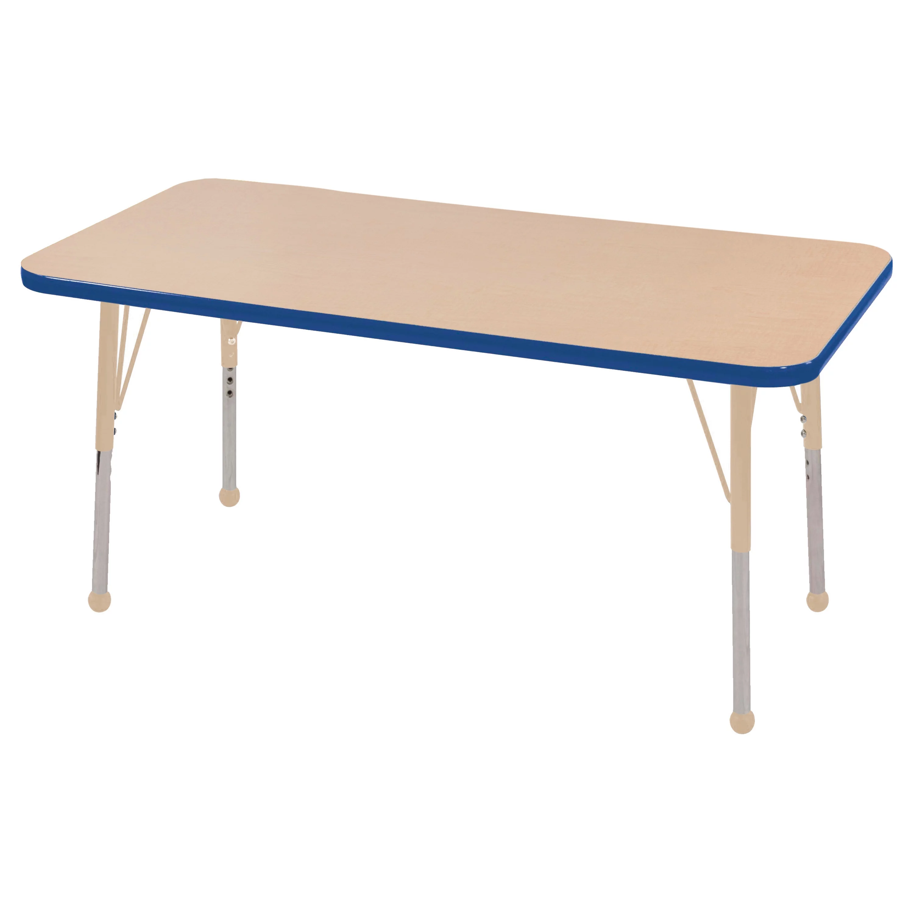 ECR4Kids 24in x 48in Rectangle Everyday T-Mold Adjustable Activity Table Maple/Blue/Sand - Standard Ball