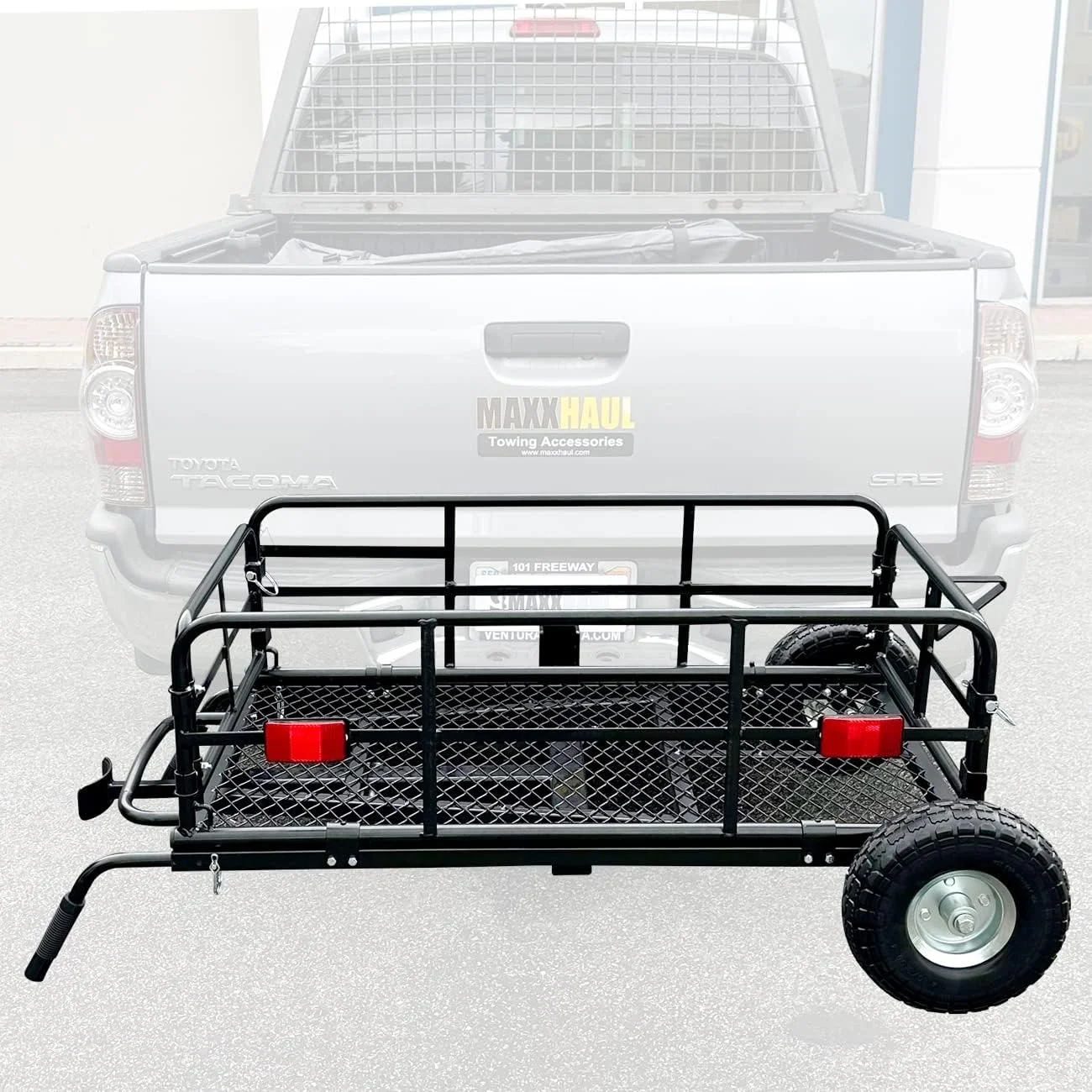 YANPO 50243 Foldable Hitch N Roll Cargo Carrier Cart With Quick Detachable Basket Rack With 10 inch Flat Free Tires for Home Camp Travel Ranch SUV Up to 400 lb. Capacity
