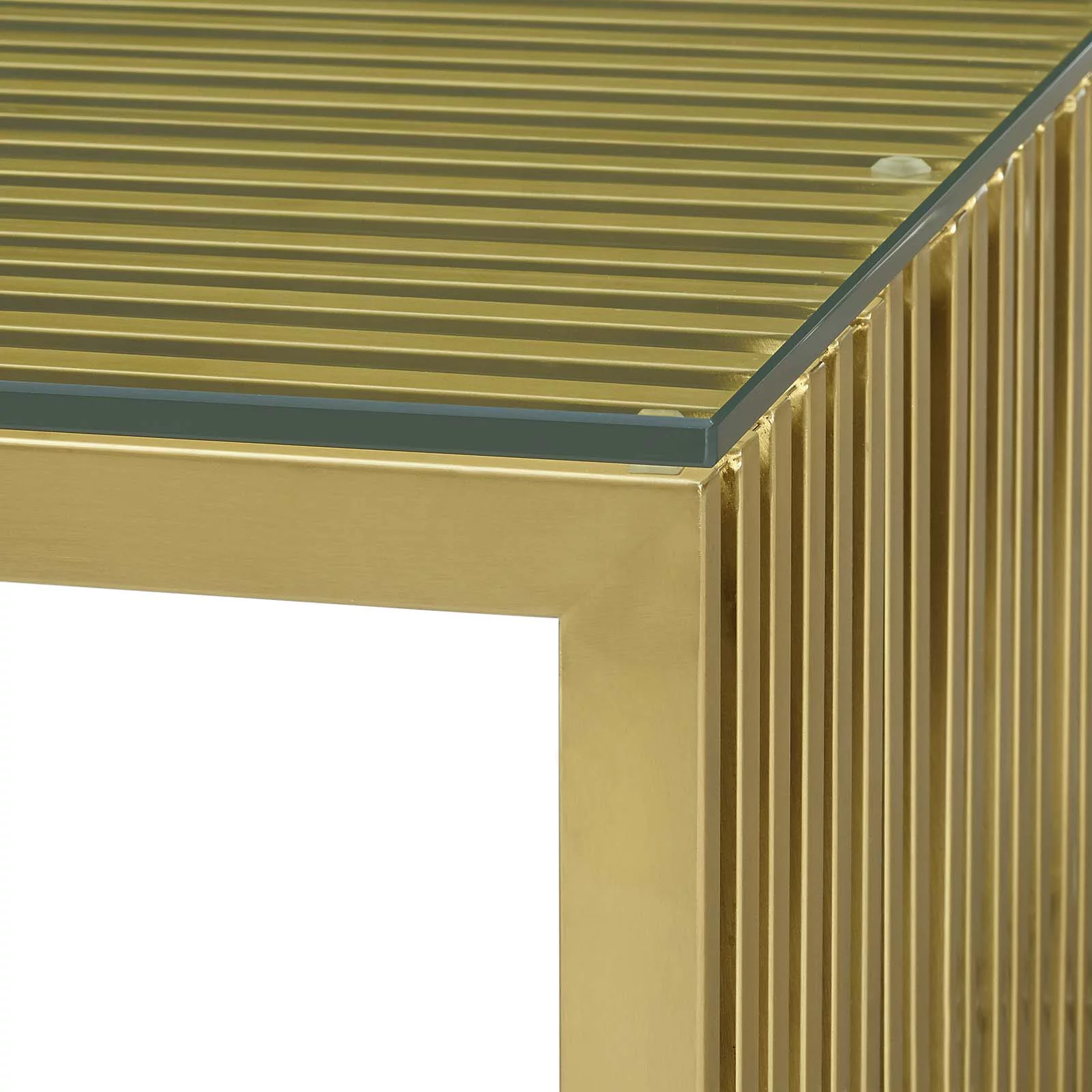 Modway Gridiron Stainless Steel Coffee Table in Gold