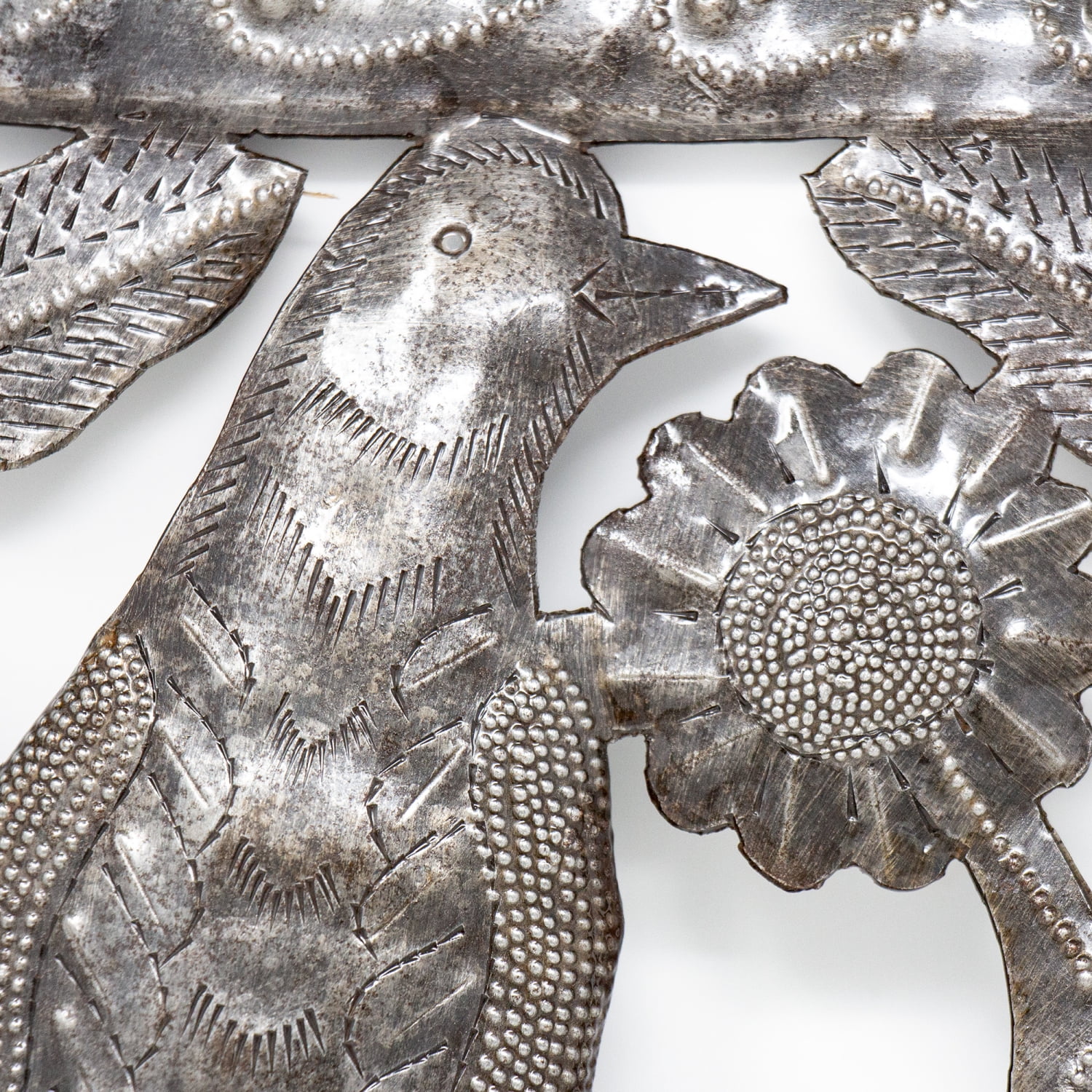 Two Birds Ringed Haitian Steel Drum Square Wall Art