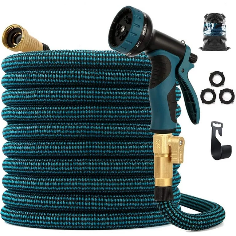 Garden Hose 100ft, Water Hose with 10 Function Spray Nozzle, Easy Store No Kink Leakproof Pipe