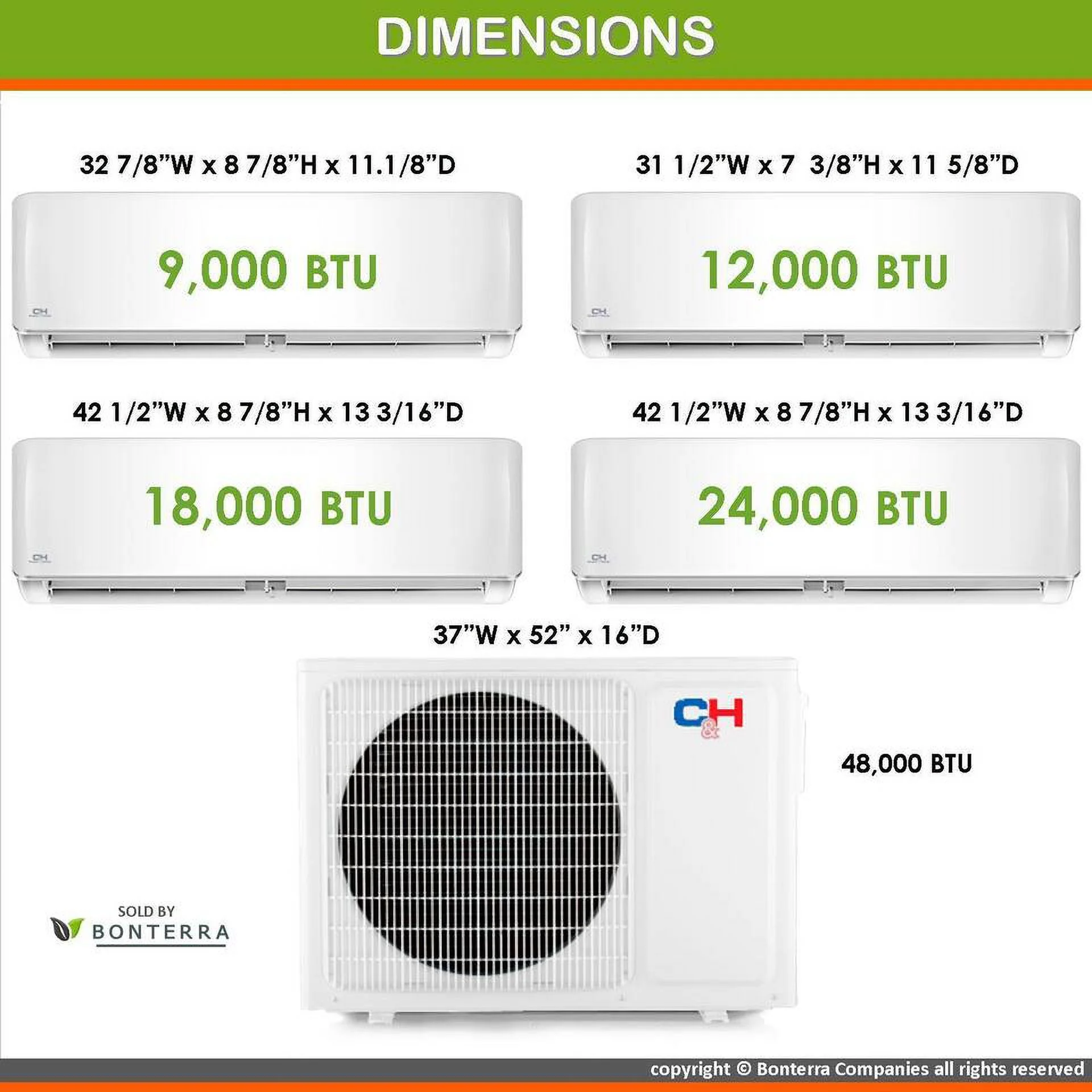 Multi 3 Zone Mini Split Heat Pump Air Conditioner Ductless 12000 24000 24000 BTU