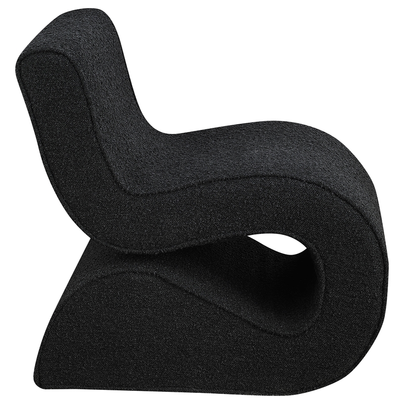 Pemberly Row Fabric Upholstered Armless Curved Accent Chair in Charcoal