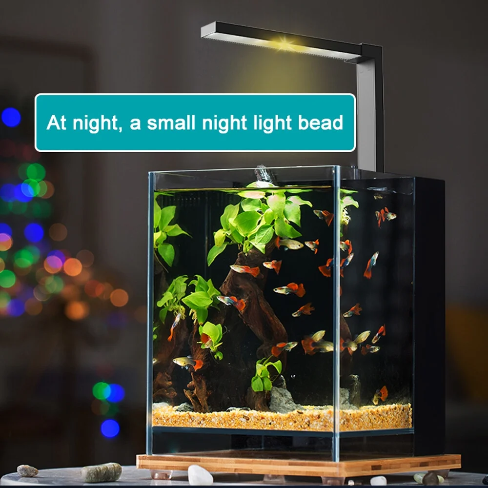 ABS Small Fish Bowl LED Light Desktop Aquarium Algae Aquatic Plants Light Dual Mode Switching Aquarium Fill Light Three Suction Cups Fixed