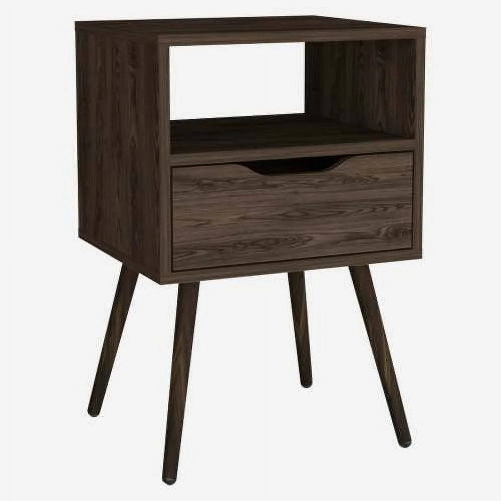 ZJbiubiuHome Nightstand 25”H   Top  Four Legs  One Open   One Drawer  Dark Walnut