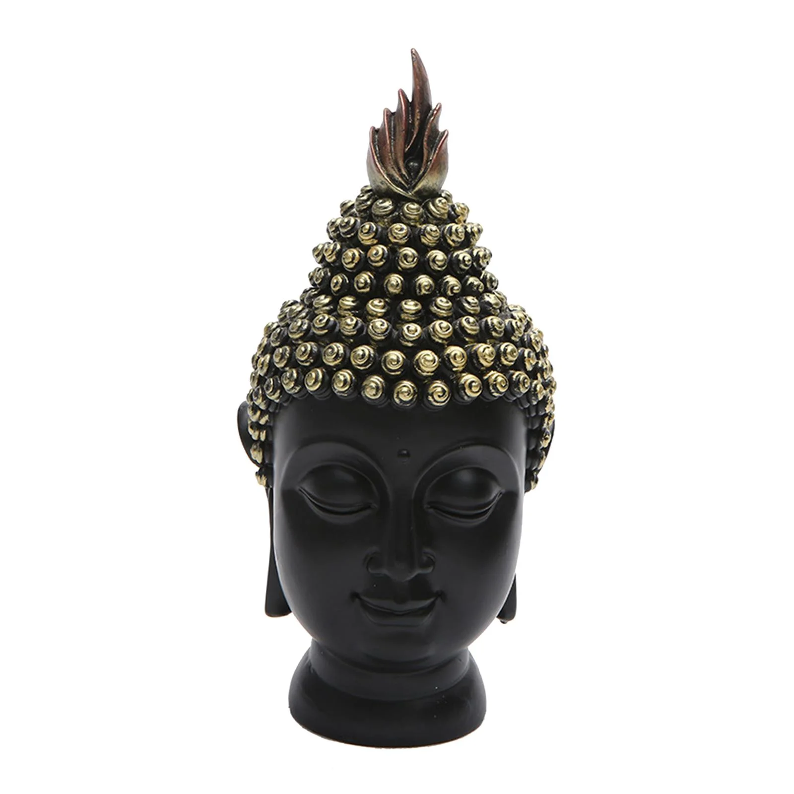 Vintage Resin Buddha Head Figurine, Hand Carved Home Decorative Ornament Buddha Head Statue Sculpture 9.5x9.5x20cm