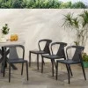 GDF Studio Janely Outdoor Modern Stacking Dining Chairs, Set of 4, Black