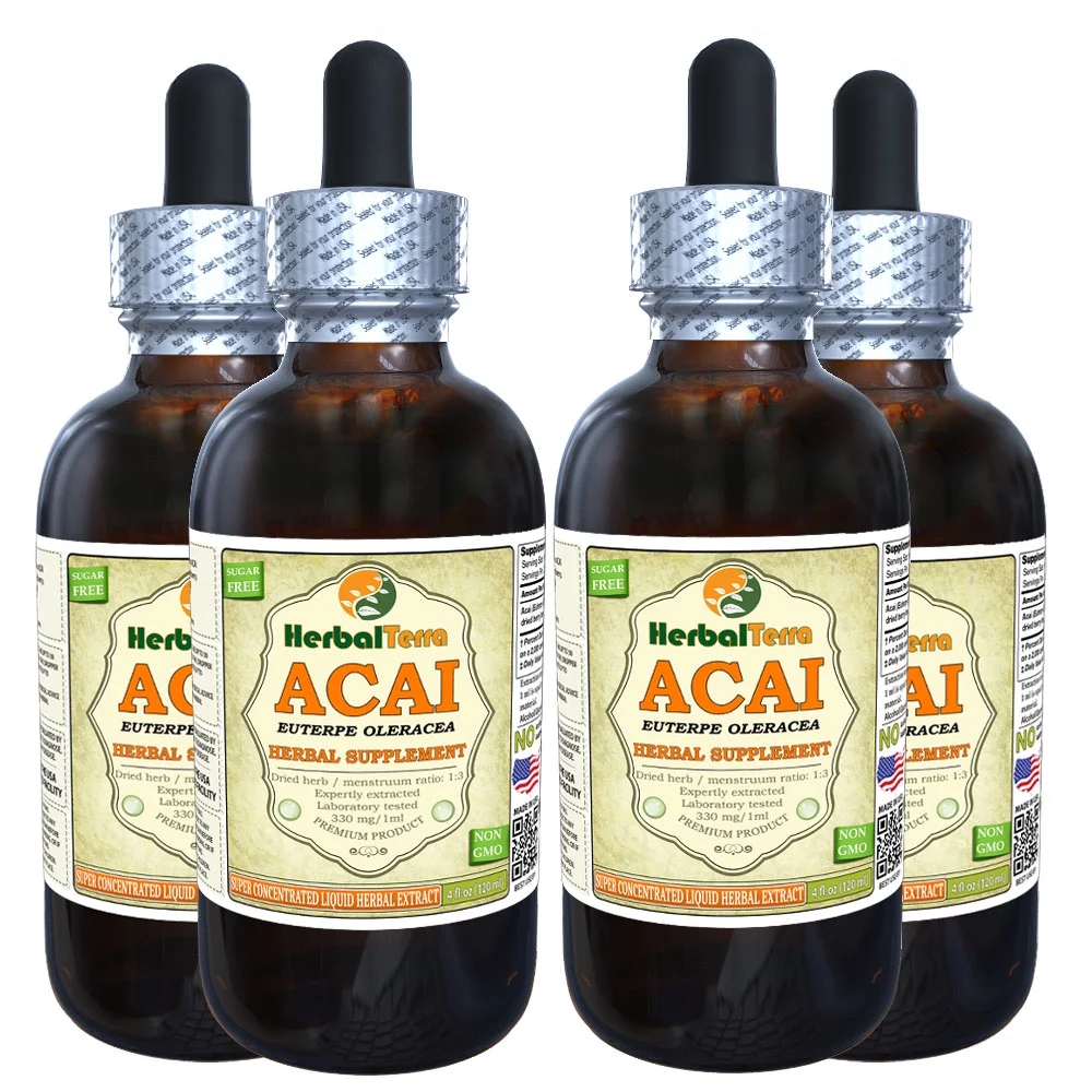 Acai (Euterpe oleracea) Tincture, Organic Berries Liquid Extract 4x4 oz