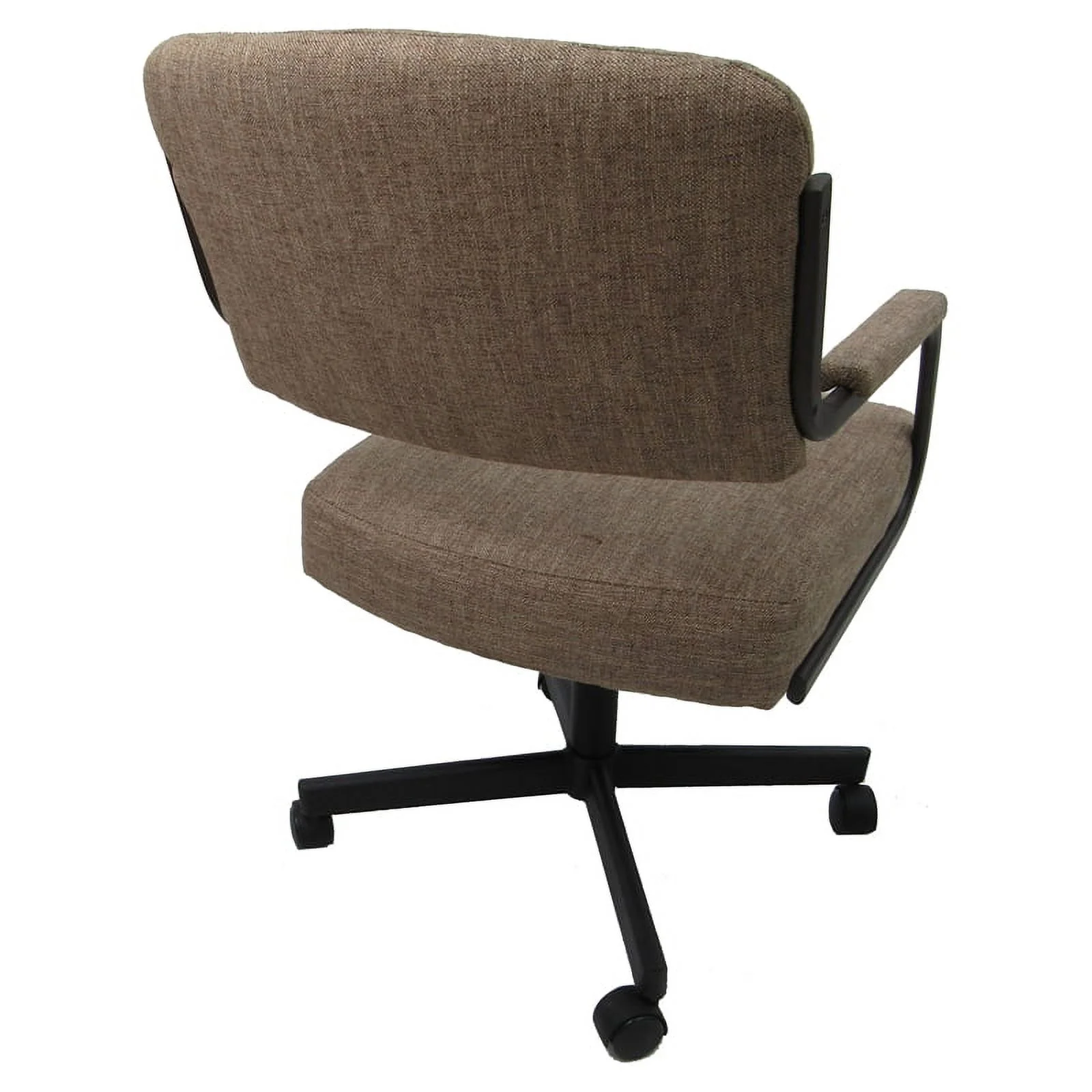 Pemberly Row Swivel Dining Chair on Wheels - Basin Beige on Brown