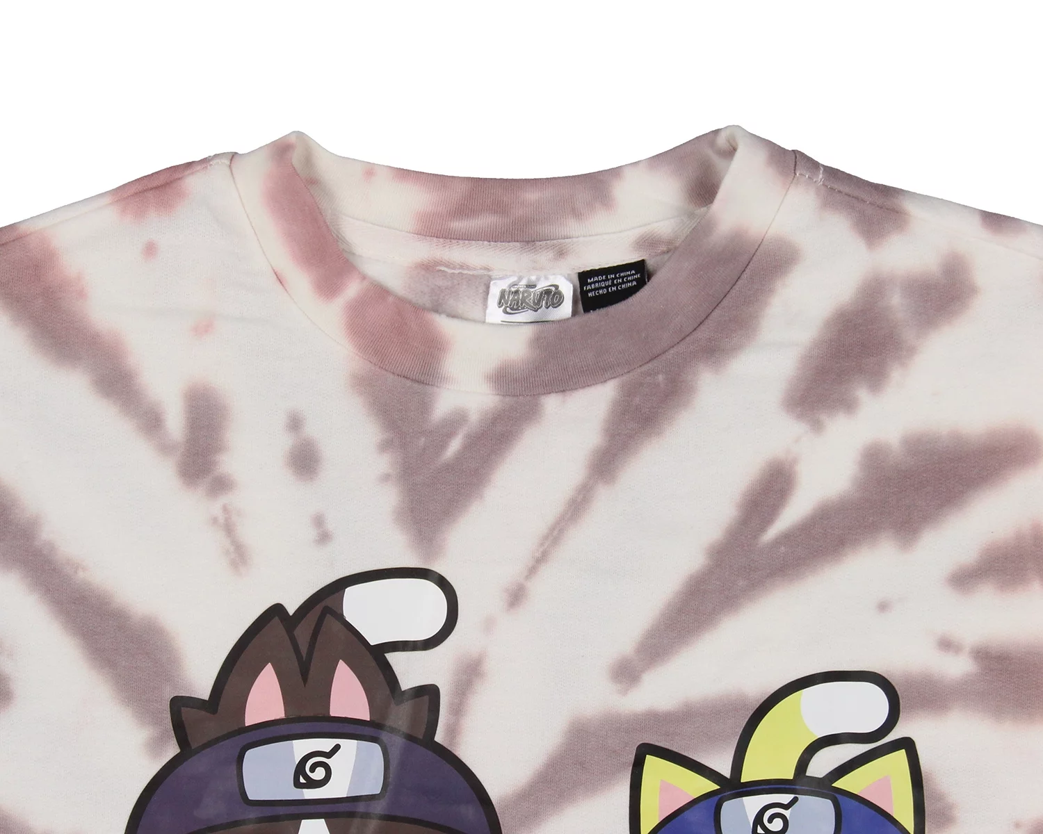 Naruto Nyruto Men's Naruto and Iruka Cats Tie-Dye Pullover Sweatshirt (SM)