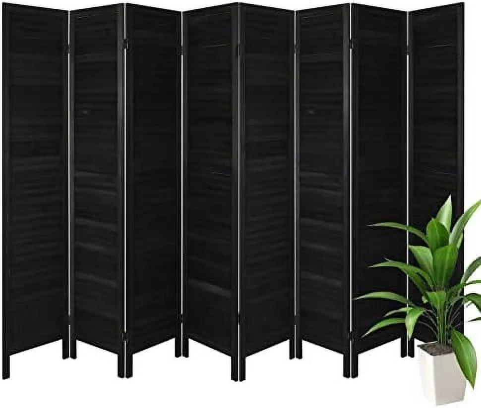 ZWNLKQG Room Divider 8 Panel with Louvered Design  5.6ft Tall Wood Partition Room Dividers and Folding Privacy Screens  Freestanding Room Separators Divider Wall Fully Assembled  Natural