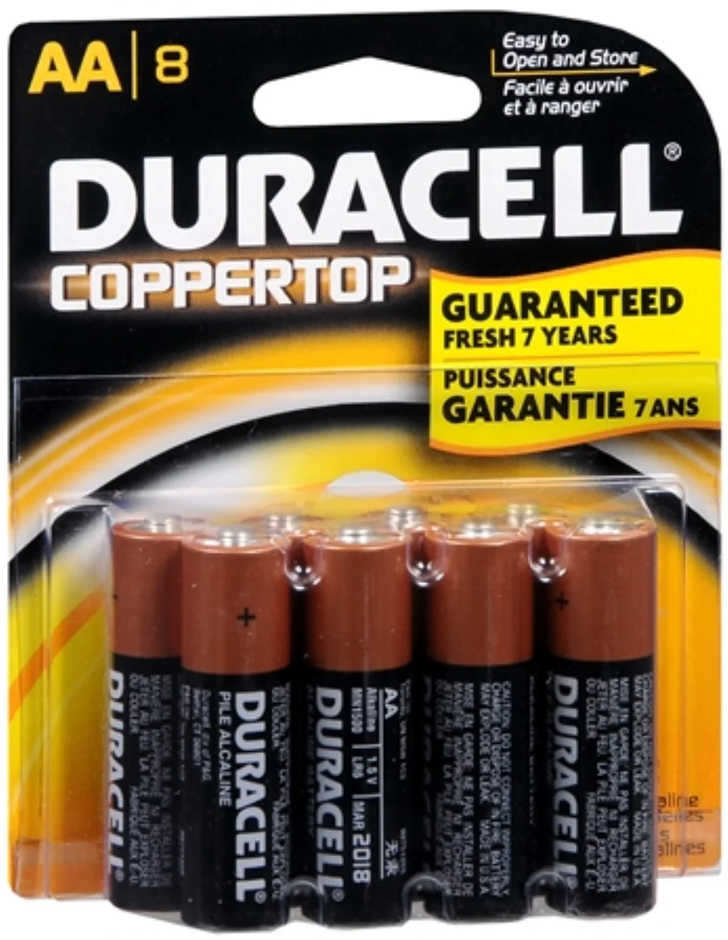 6 Pack - Duracell Coppertop AA Alkaline Batteries 1.5 Volt 8 Each