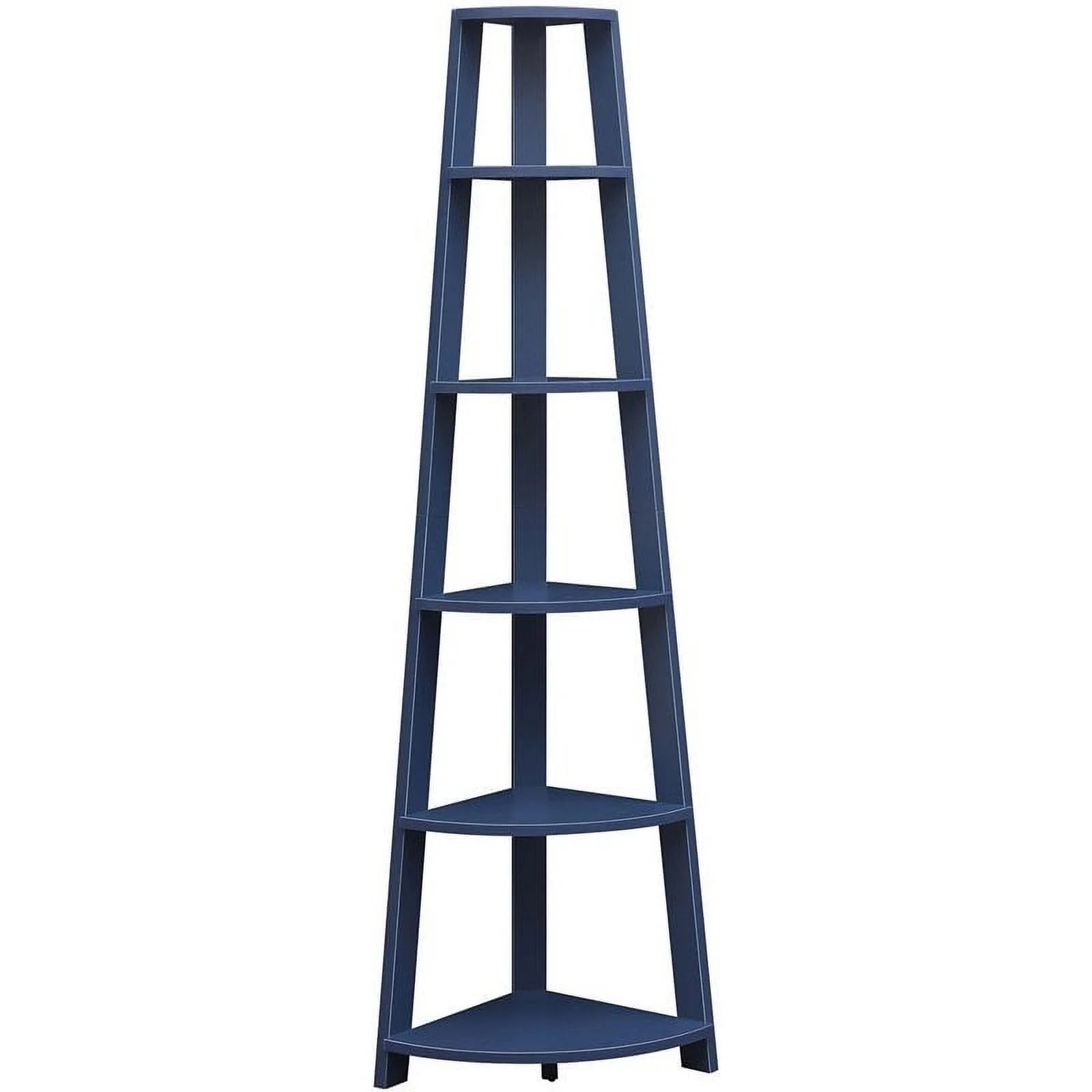 Pemberly Row Contemporary 5-Tier Corner Bookshelf in Blue Wood