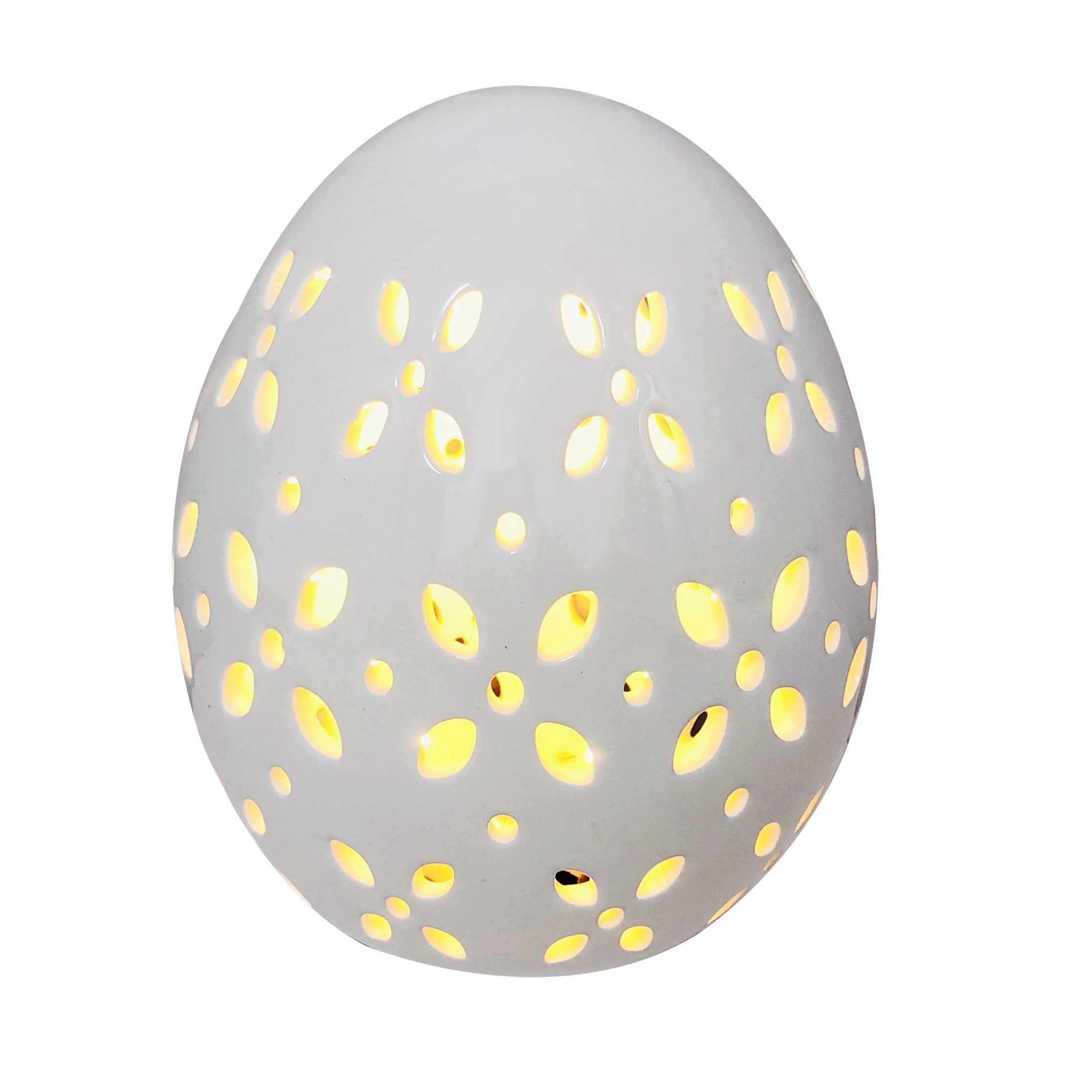 Way to Celebrate 7 in Large Easter LED White Ceramic Egg, 1.58 lb