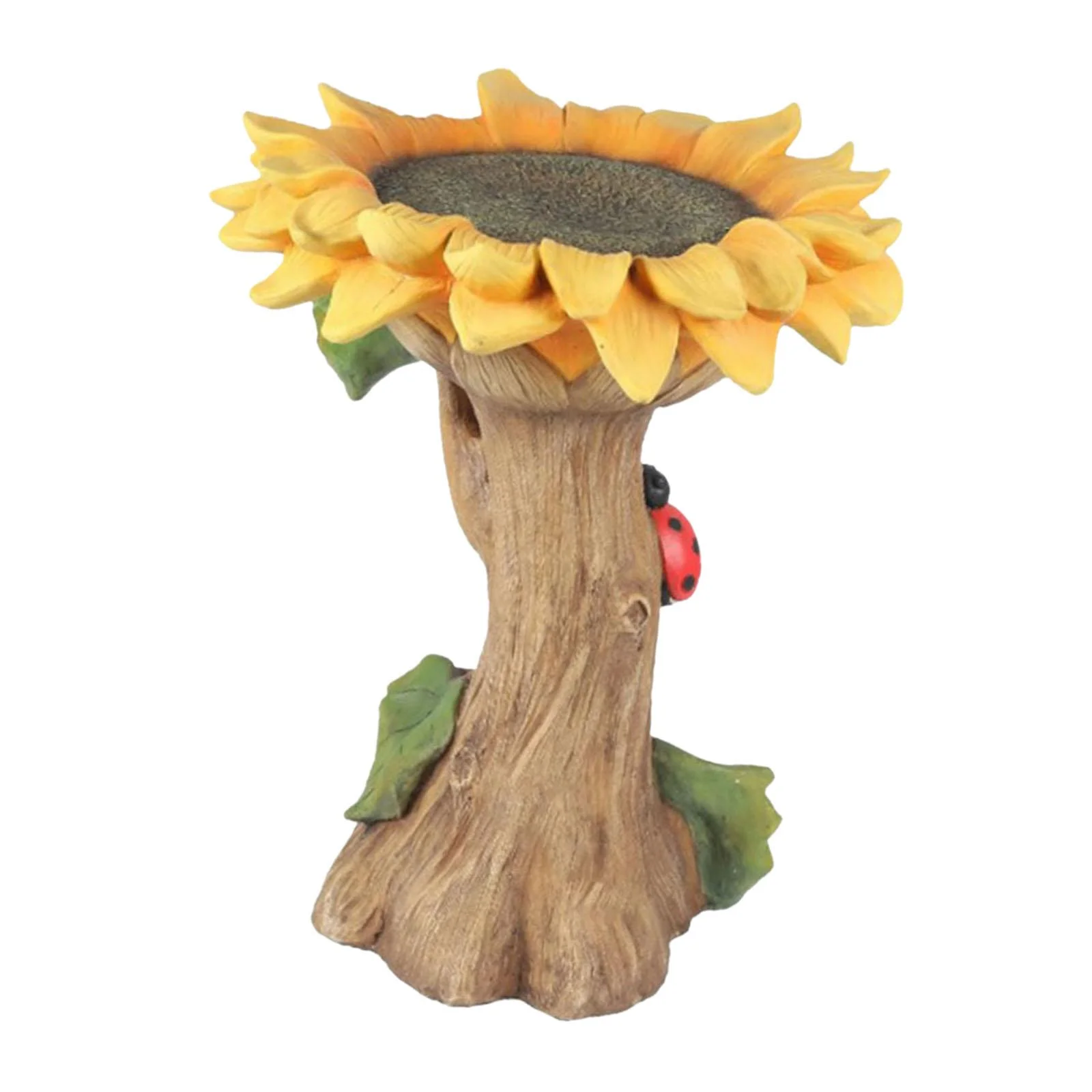 Gazechimp Garden Bird Bath Bowl Yard Backyard Sculpture Resin Statue Figurine Resin Feeder Flower 16x16x26cm