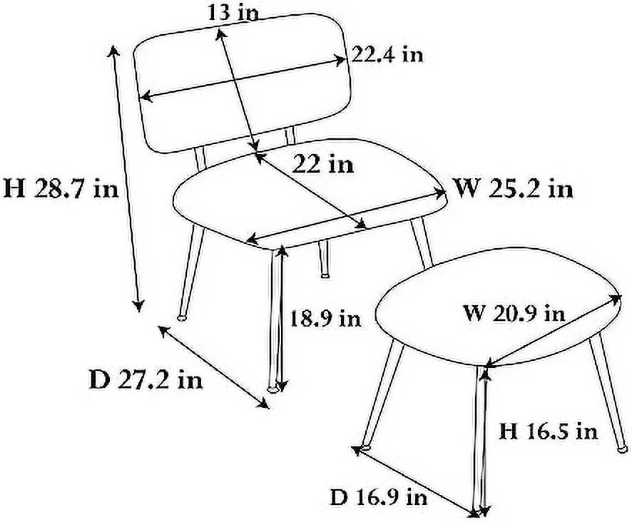 SQHJV Accent Chair with Ottoman Fluffy Upholstered Armless Chair with Footrest and Metal Legs Faux Fur Plush Accent Chair Comfy Mid Century Living Room Chair for Living Room  Bedroom  Ivo