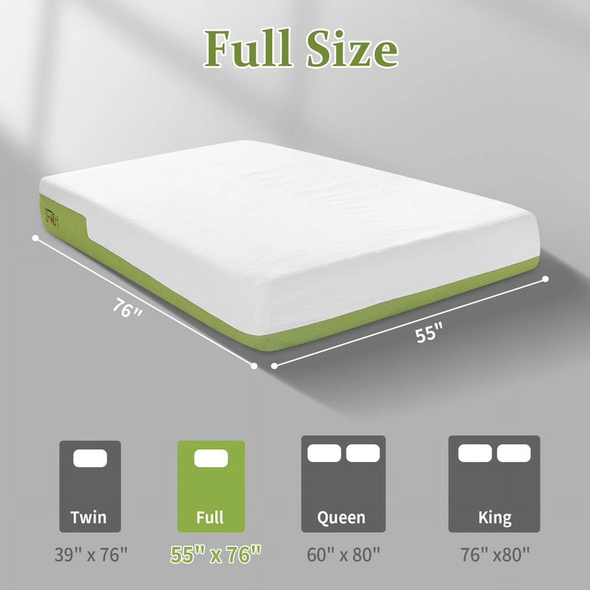 ALFRESCO Full Size 10-Inch Gel Memory Foam Mattress - Cool Sleep Technology, Pressure Relief, Convenient Mattress-in-a-Bo