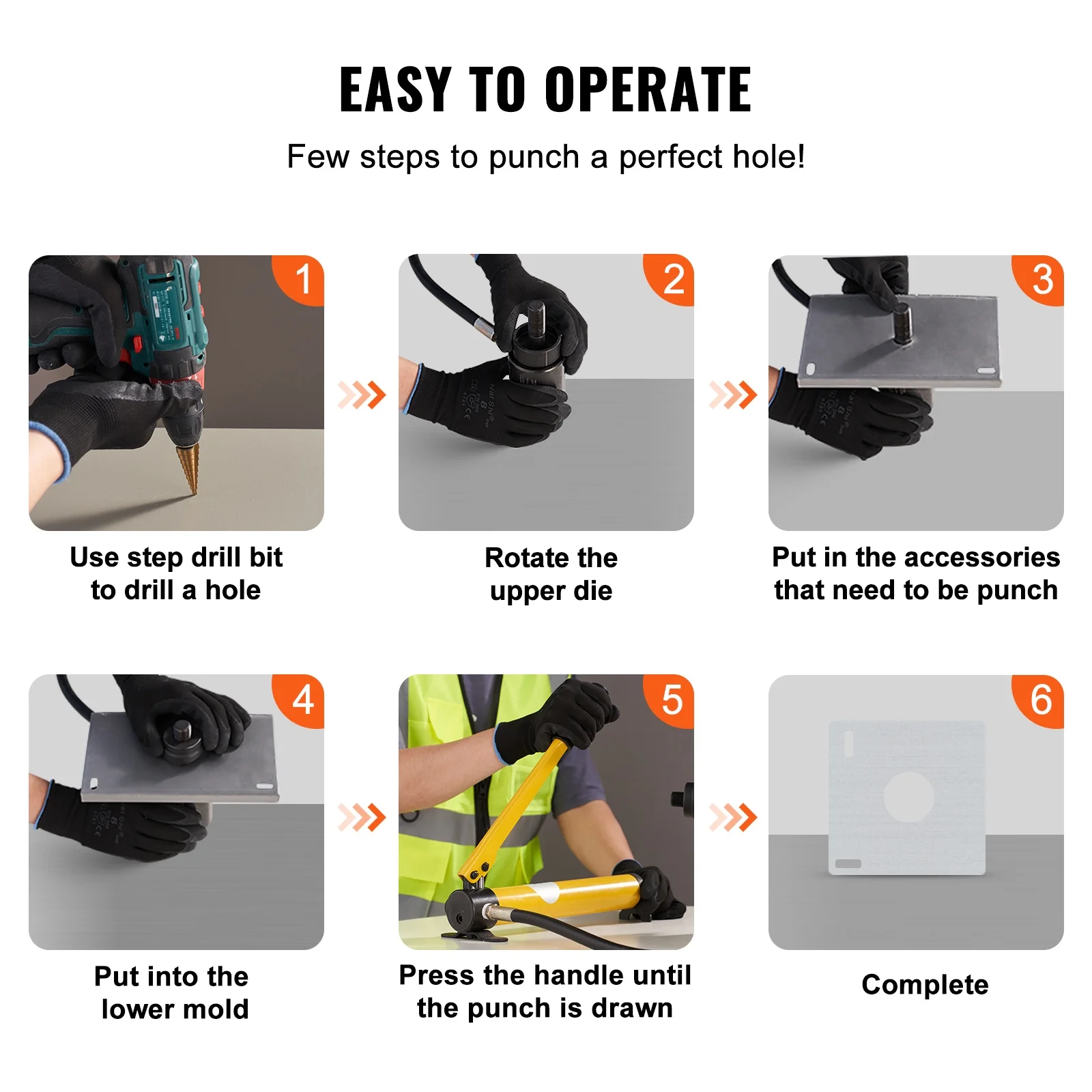 SKYSHALO Hydraulic Knockout Punch Driver Kit Hole Tool 4 Die 1/2