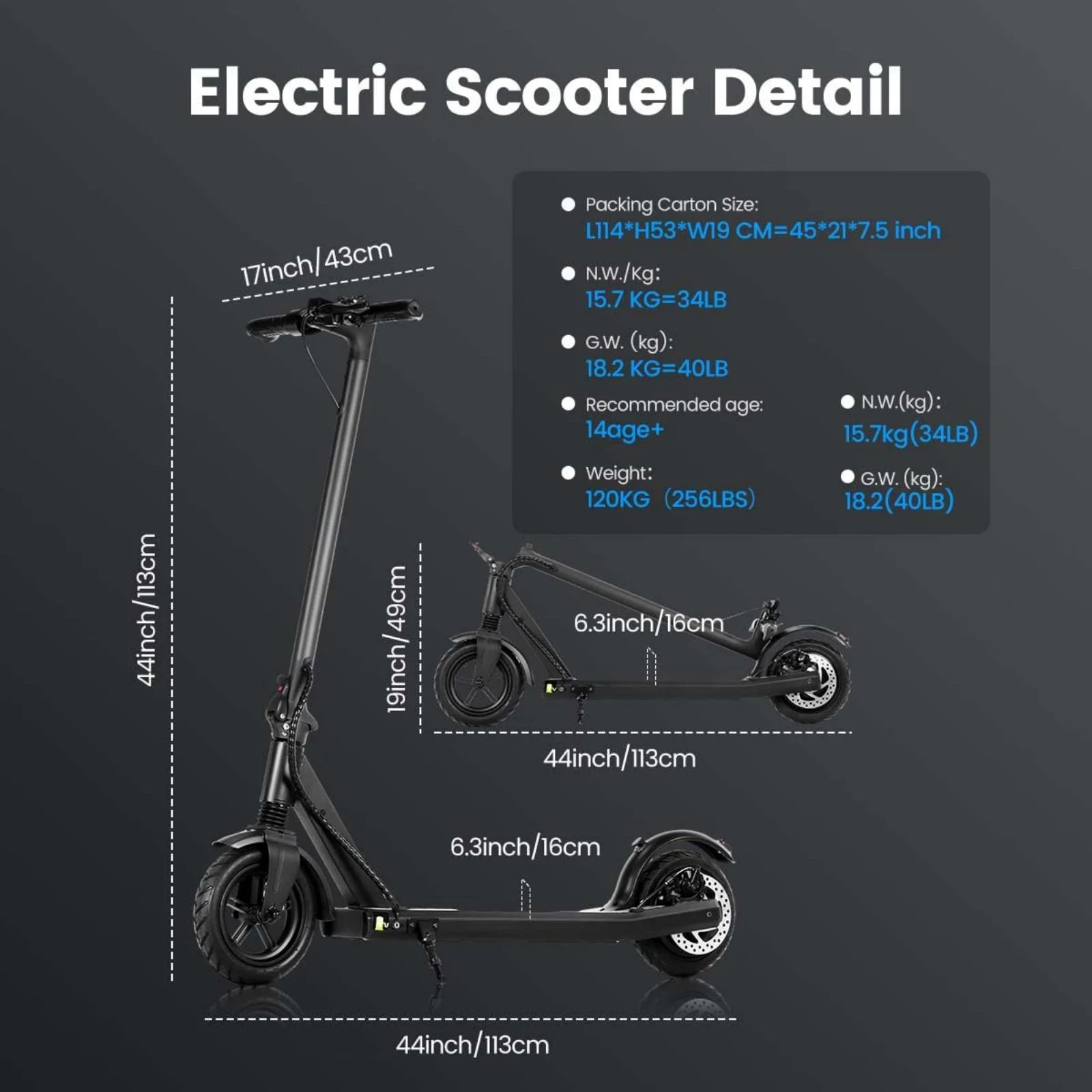 Electric Scooter CK85, Peak 500W Motor, 15.5 Mph Top Speed,15 Miles Long-Range, 8.5