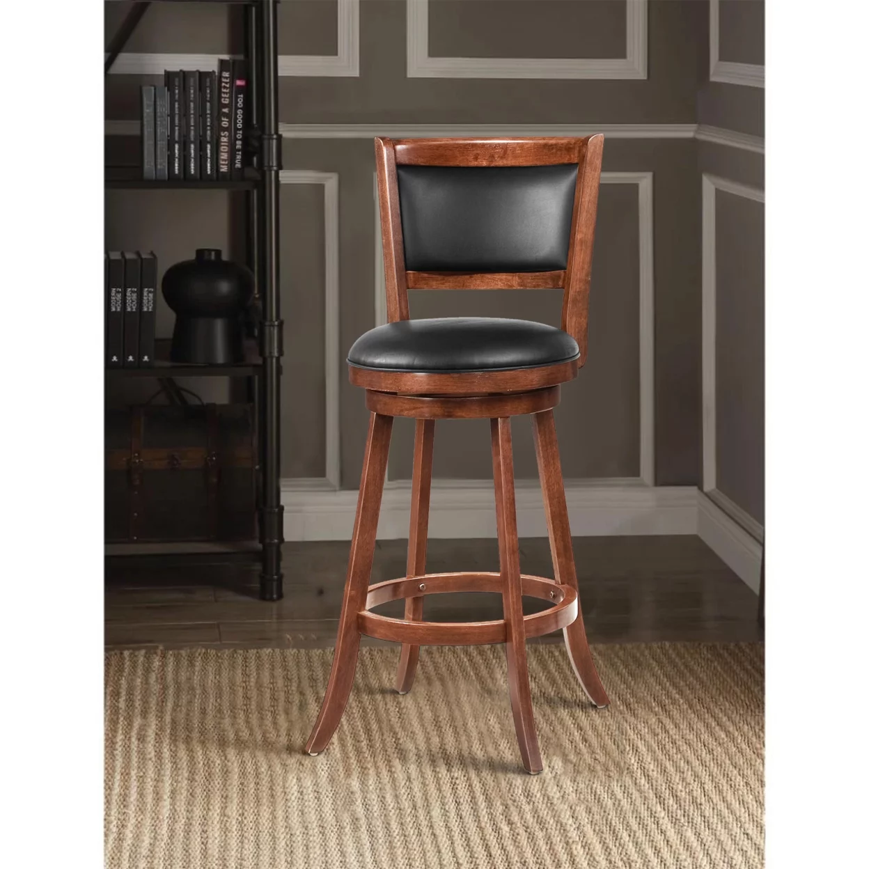 Broxton Upholstered Swivel Bar Stools Chestnut and Black (Set of 2)