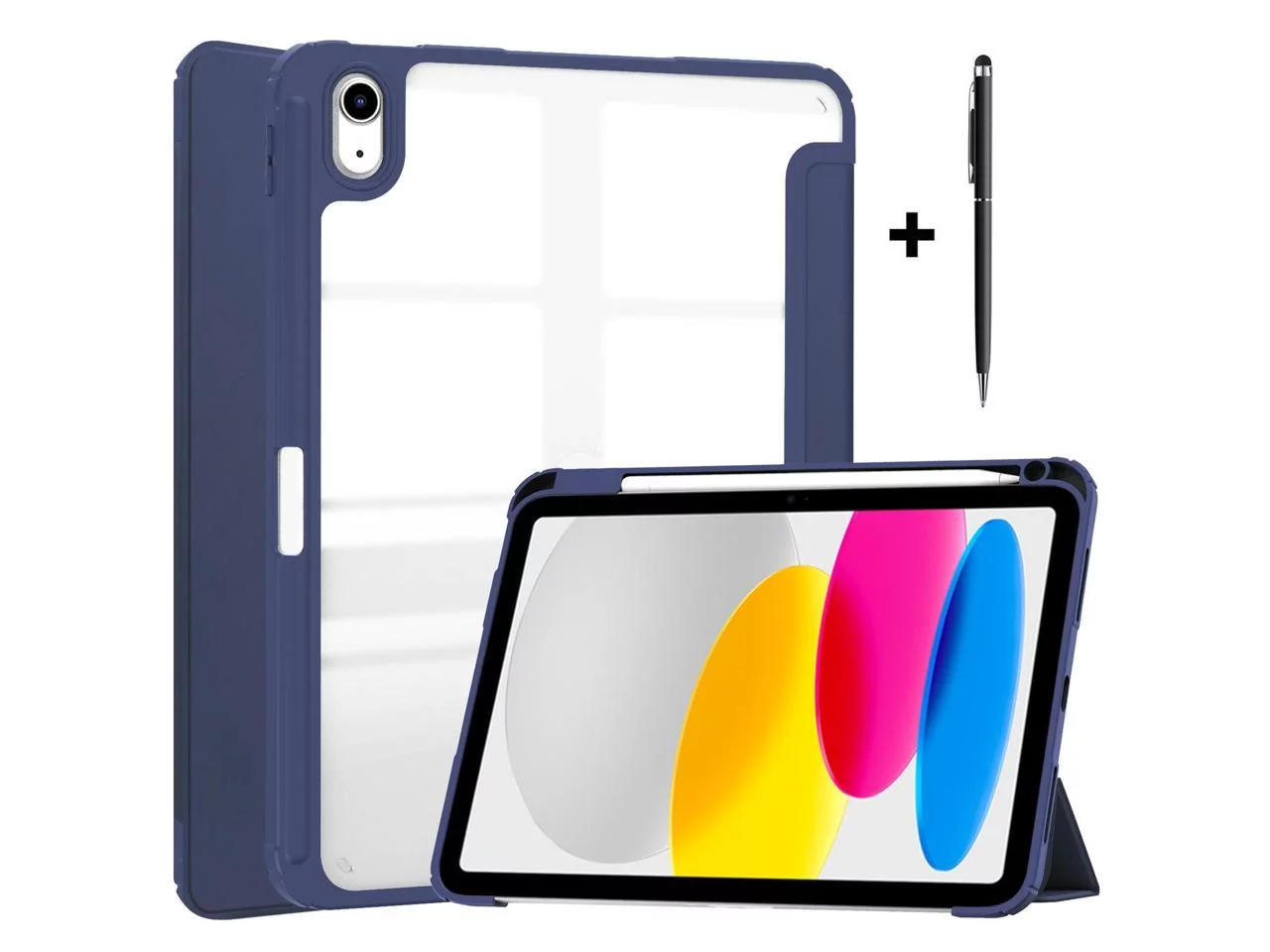 Case for New iPad 10th Generation 10.9 Inch 2022 with Pencil Holder / Universal Stylus Pen, Slim Protective Smart Stand Cover with Auto Wake/Sleep