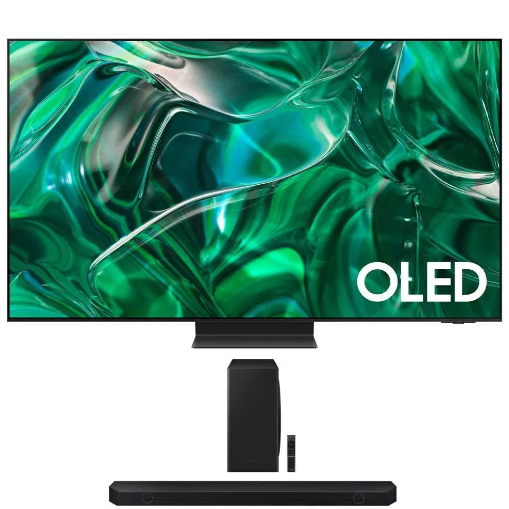 Samsung S95C 65 inch HDR Quantum Dot OLED Smart TV (2023) Bundle with Q-series 5.1.2 ch. Wireless Dolby ATMOS Soundbar w/ Q-Symphony, HW-Q800C