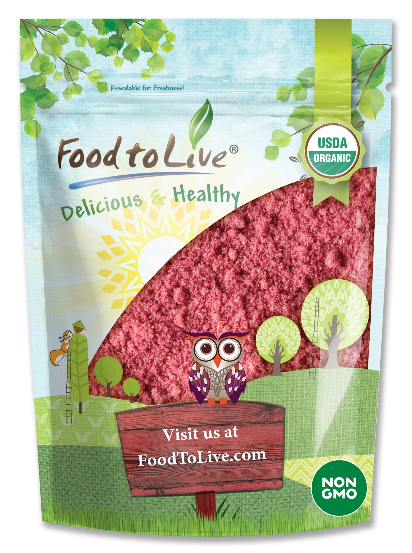 Organic Strawberry Powder, 1.5 Pounds — Non-GMO, Vegan, Raw — by Food to Live