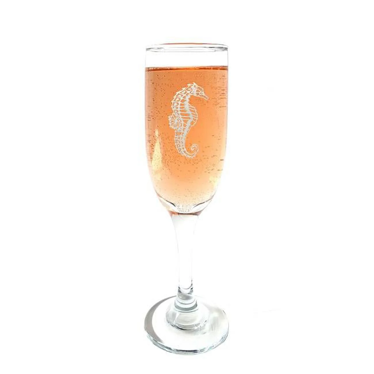 Lyoncraft CHSE01 6 oz Seahorse Engraved Glass Champagne Flute