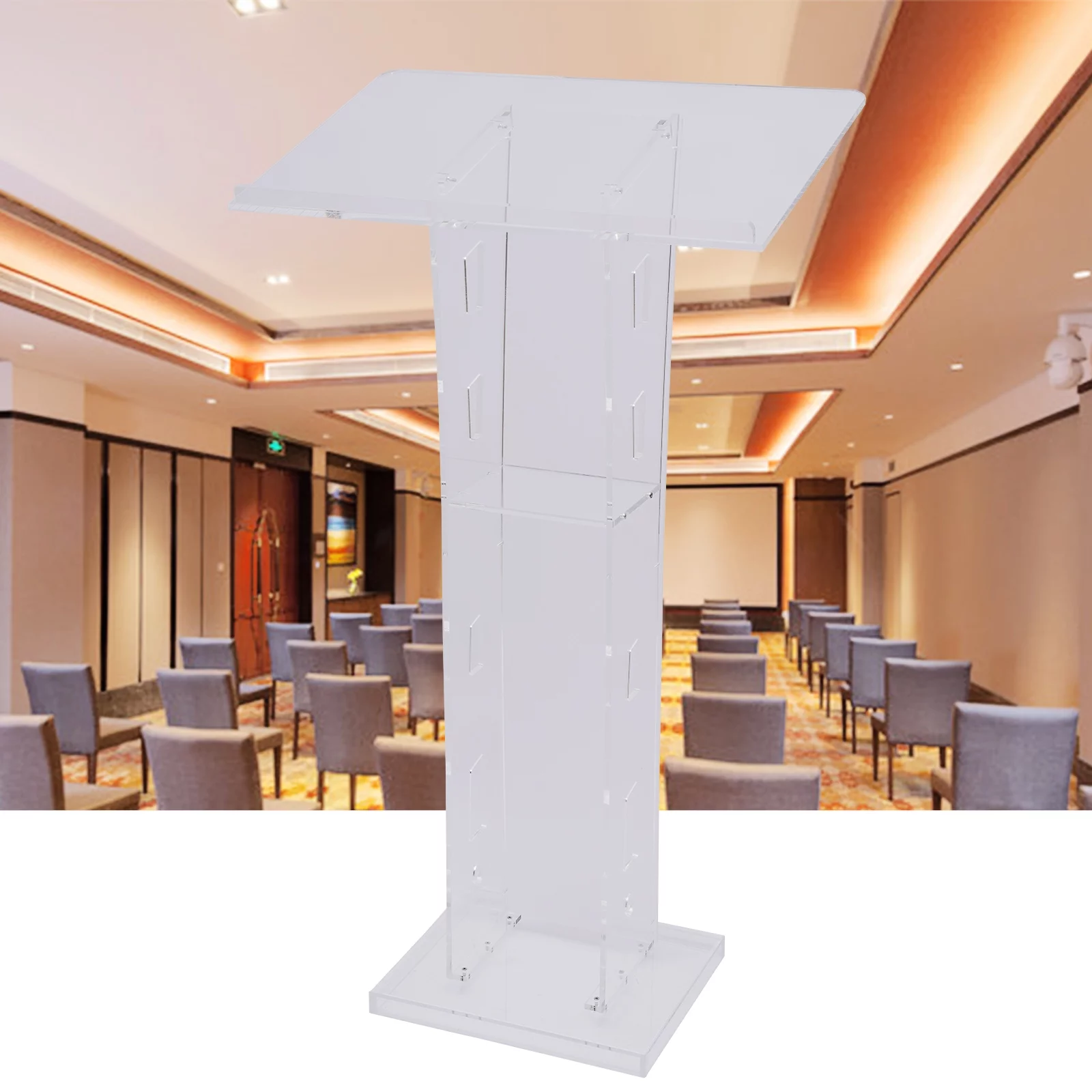 YIYIBYUS Conference Pulpit Acrylic Podium Clear Church Lectern Office School Transparent Podium