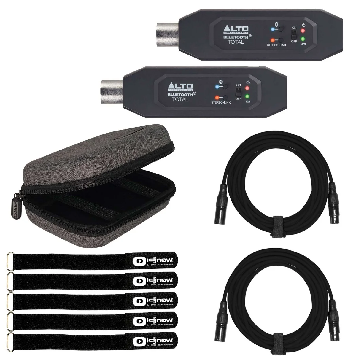 (2) Alto Professional Bluetooth Total MKII XLR-Equipped Rechargeable Bluetooth Audio Adapters with Cables & Case Package