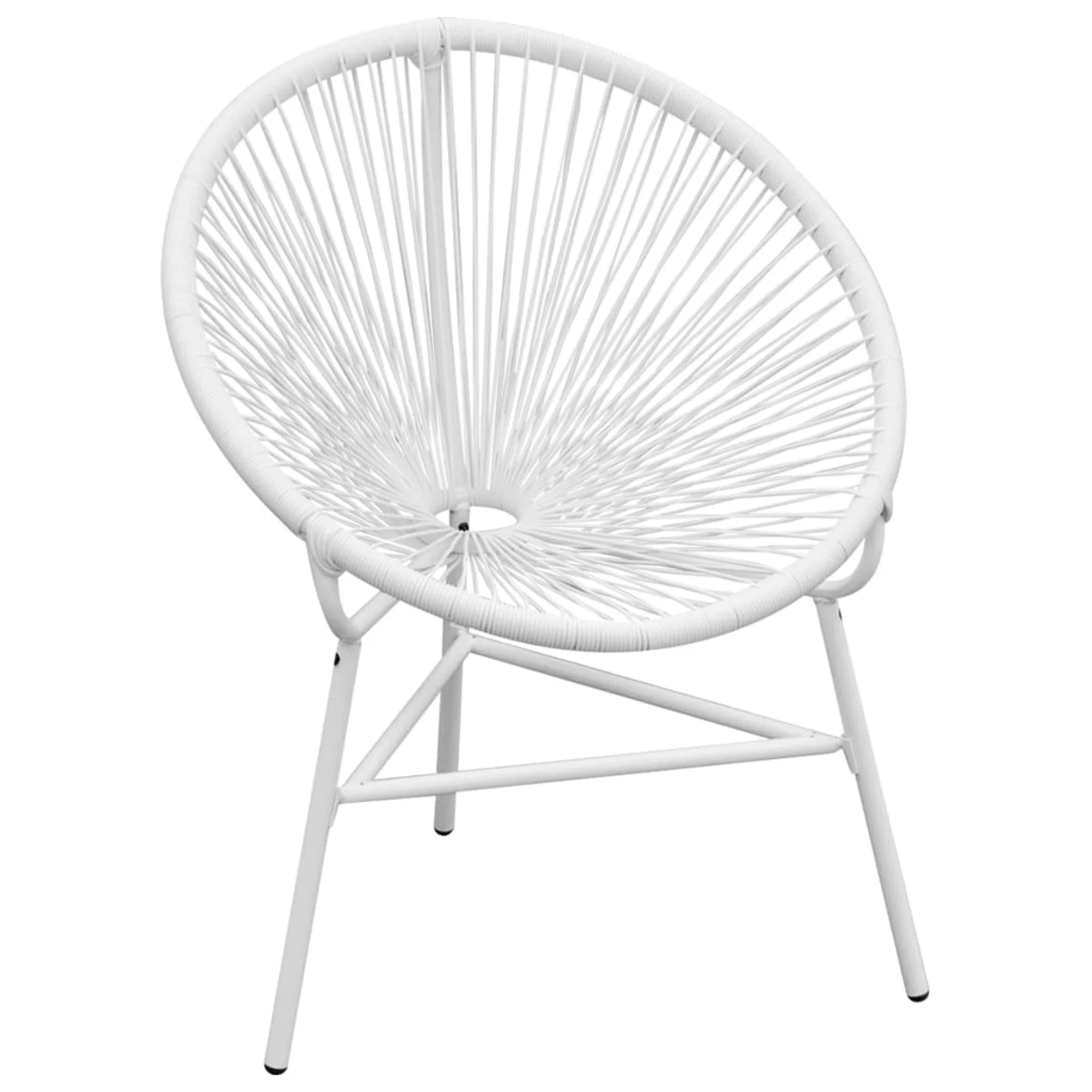 Dcenta Patio Moon Chair Poly Rattan Steel Frame Outdoor Lounge Chair White for Garden, Backyard, Poolside, Balcony, Outdoor Furniutre 27.2 x 26 x 34.2 Inches (W x D x H)