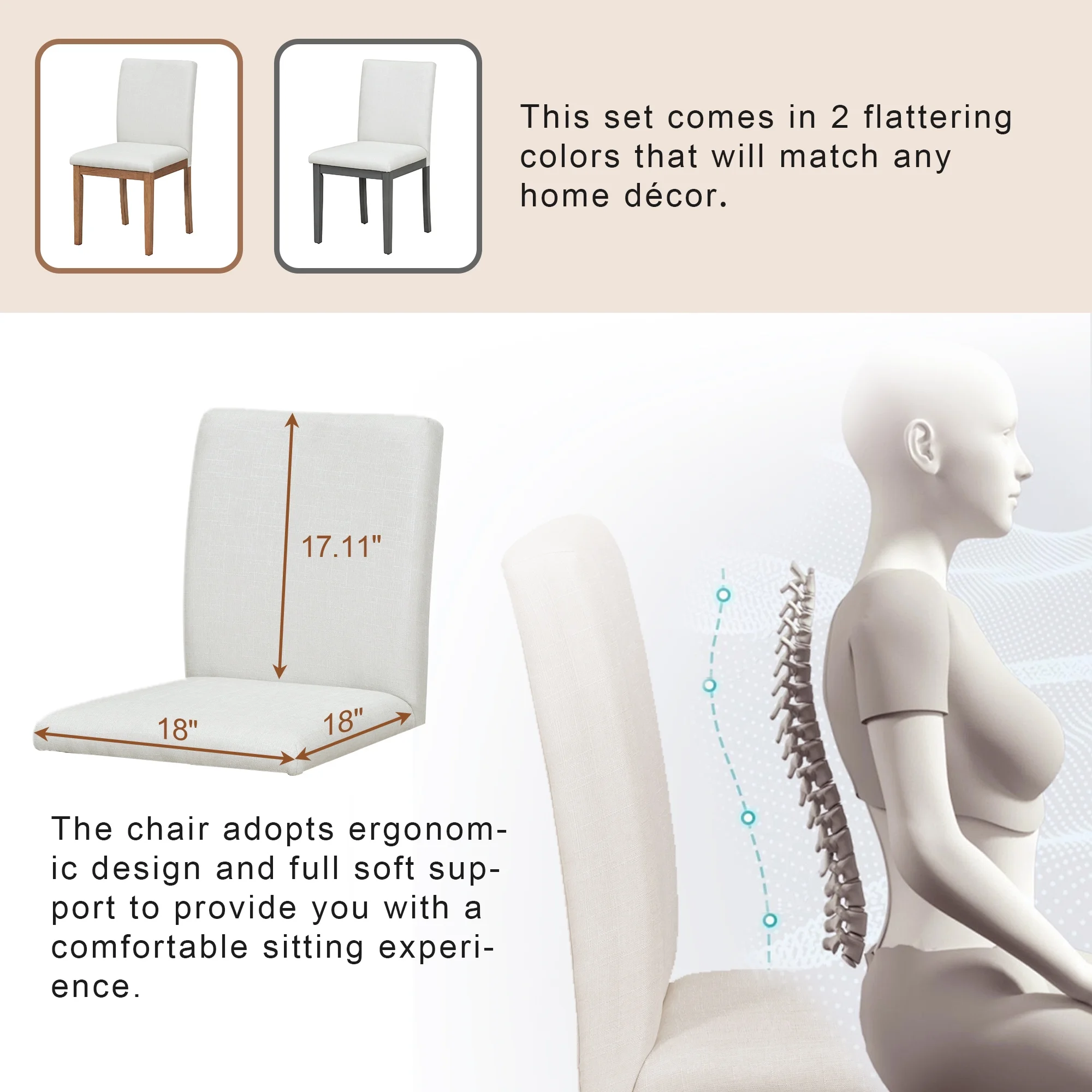 CoSoTower 5-Piece Farmhouse Style Dining Table Set, Marble Sticker and Cross Bracket Pedestal Dining Table, and 4 Upholstered Chairs (White+Gray)