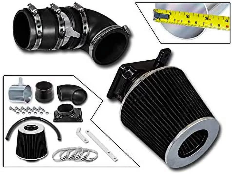 Rtunes Racing Short Ram Air Intake Kit + Filter Combo BLACK Compatible For 02-07 Mitsubishi Lancer 2.0L â€¦