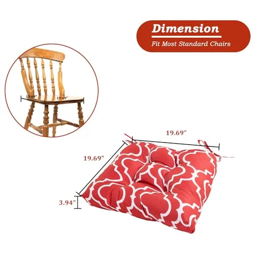 Aoodor 20'' x 20'' x 4'' Patio Chair Cushion Foam - Flower Pattern Set of 2