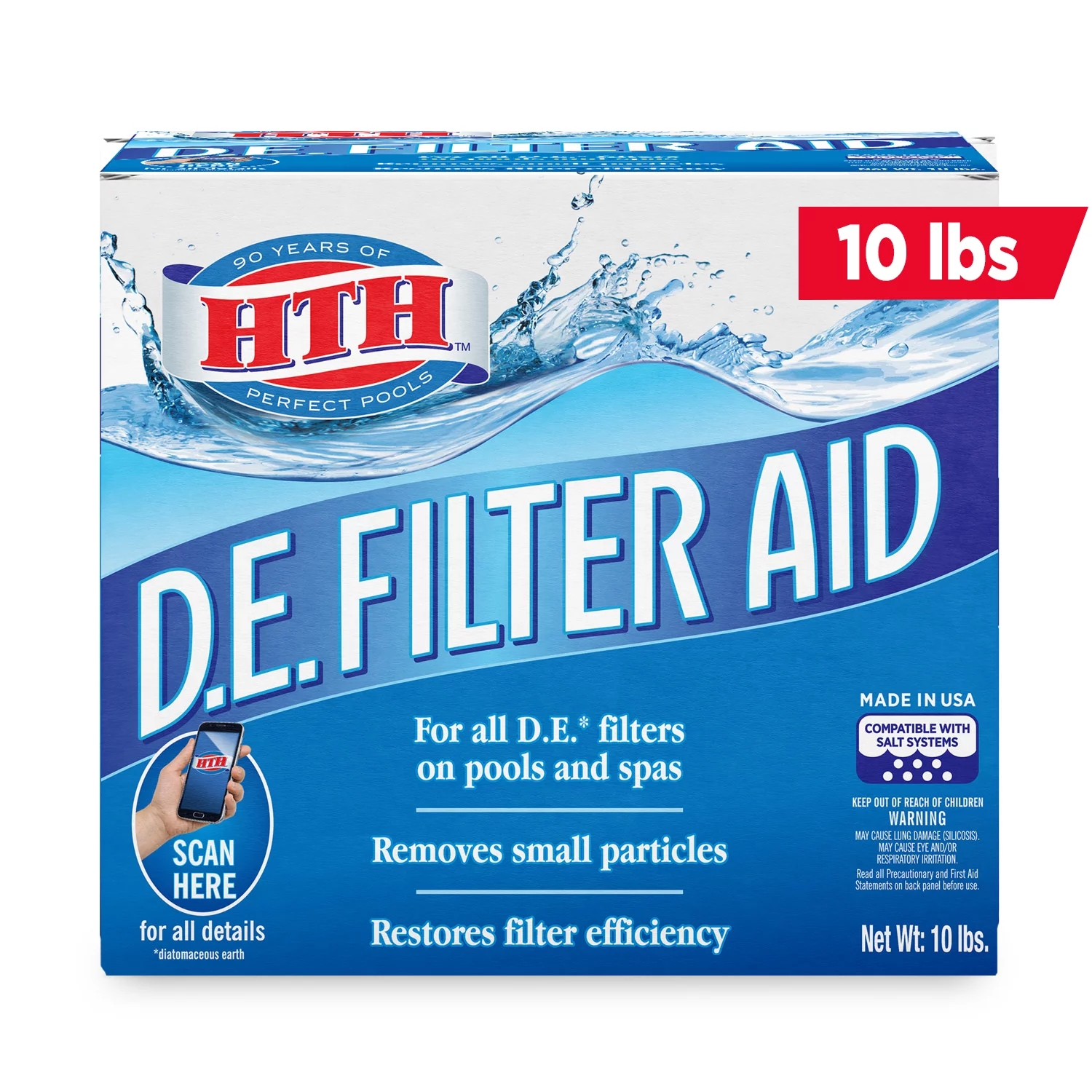 HTH Diatomaceous Earth Filter Aid, Pool Chemicals and Supplies, 10 lb