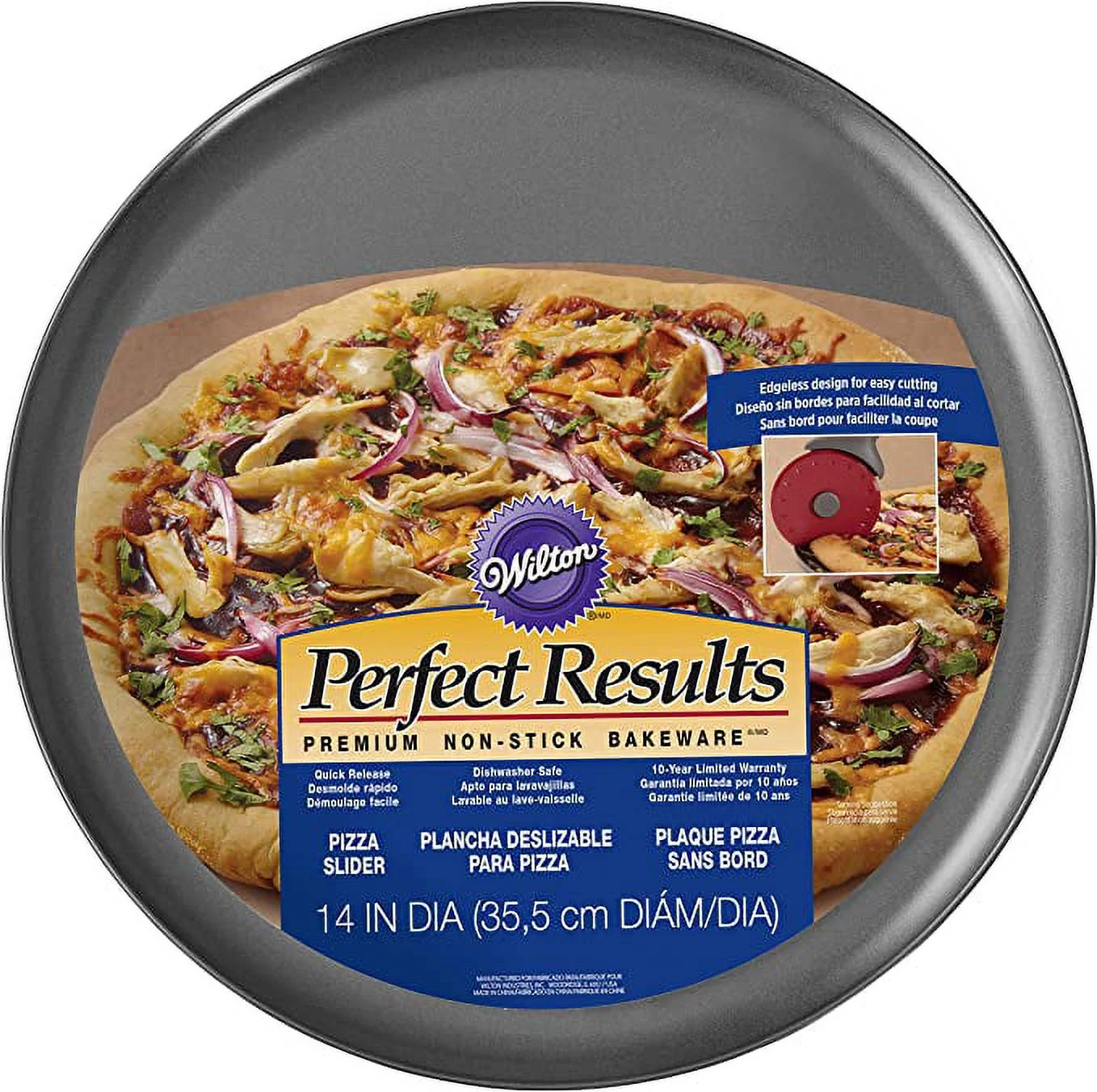 Perfect Results Premium Non-Stick Bakeware Pizza Pan for Oven, 14-Inch Steel Pan