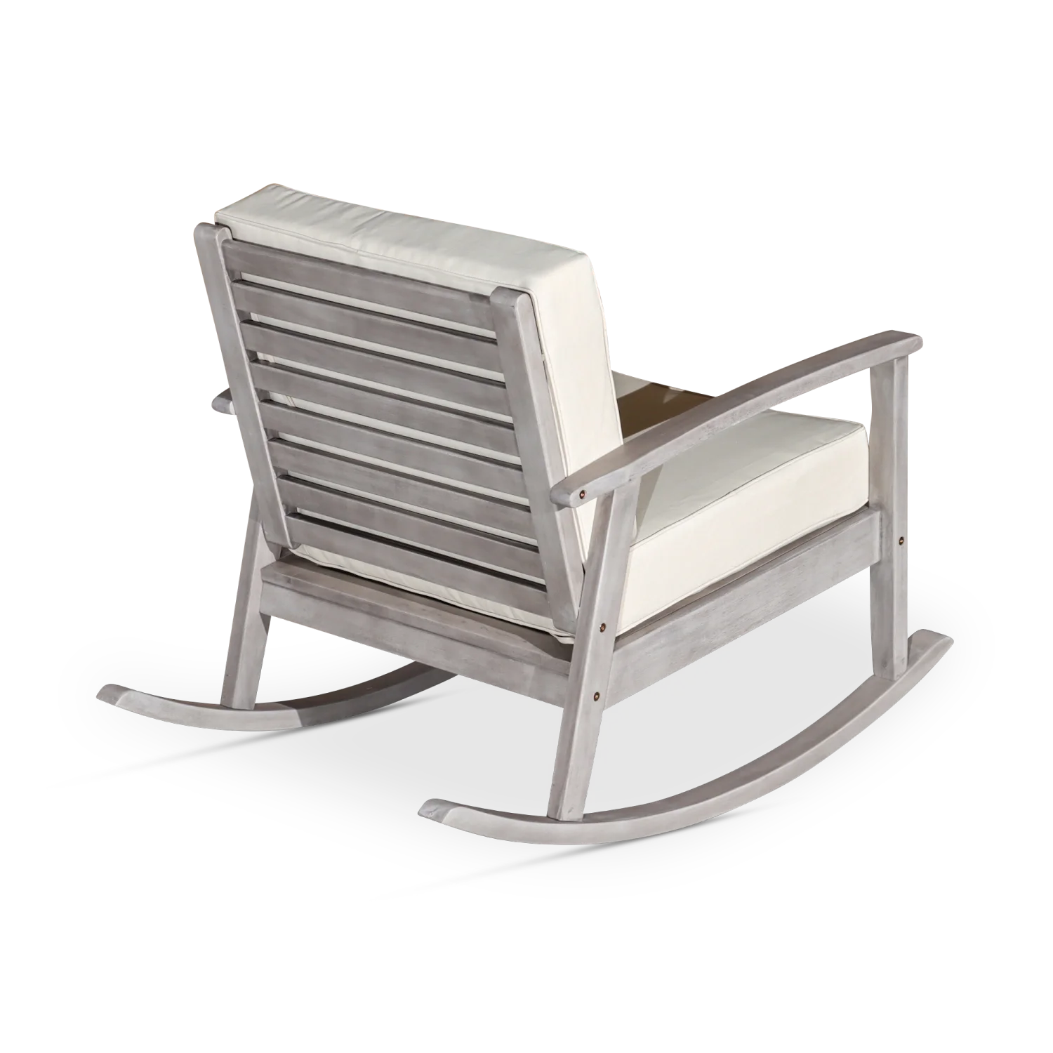 YLtoohoom Eucalyptus Rocking Chair with Cushions  Natural Oil Finish  Burgundy Cushions