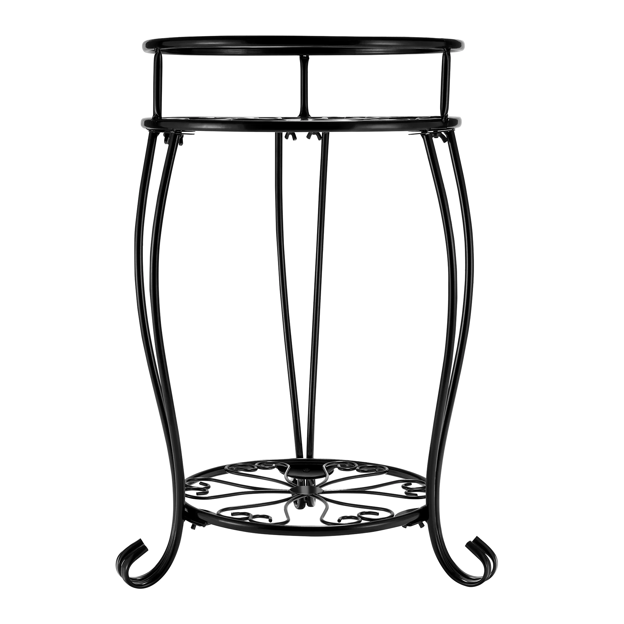 Sprifallbaby Tall Metal Plant Stand 2 Tier Decorative Wrought Iron Flower Pot Rack Shelf for Garden Balcony Patio