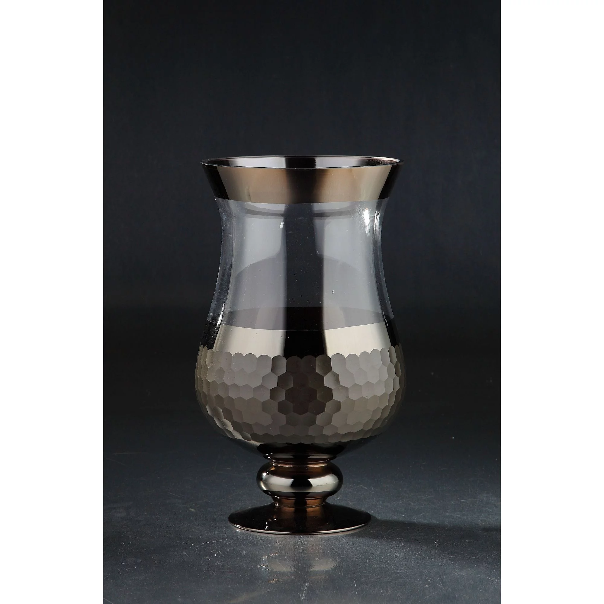 CC Home Furnishings 12” Black Hurricane Glass Candle Holder