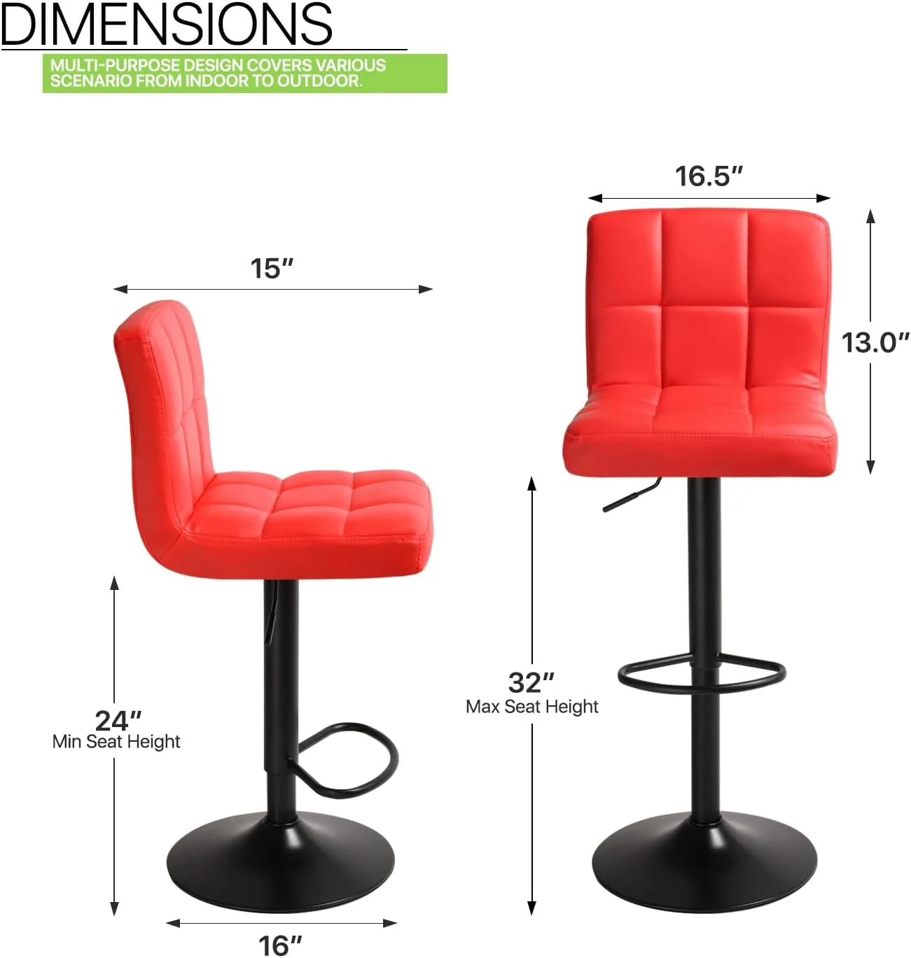 Square Back Bar Stool Set Of 2 Blue Counter Height Barstools Swivel PU Leather Bar Chairs Home Kitchen Stools