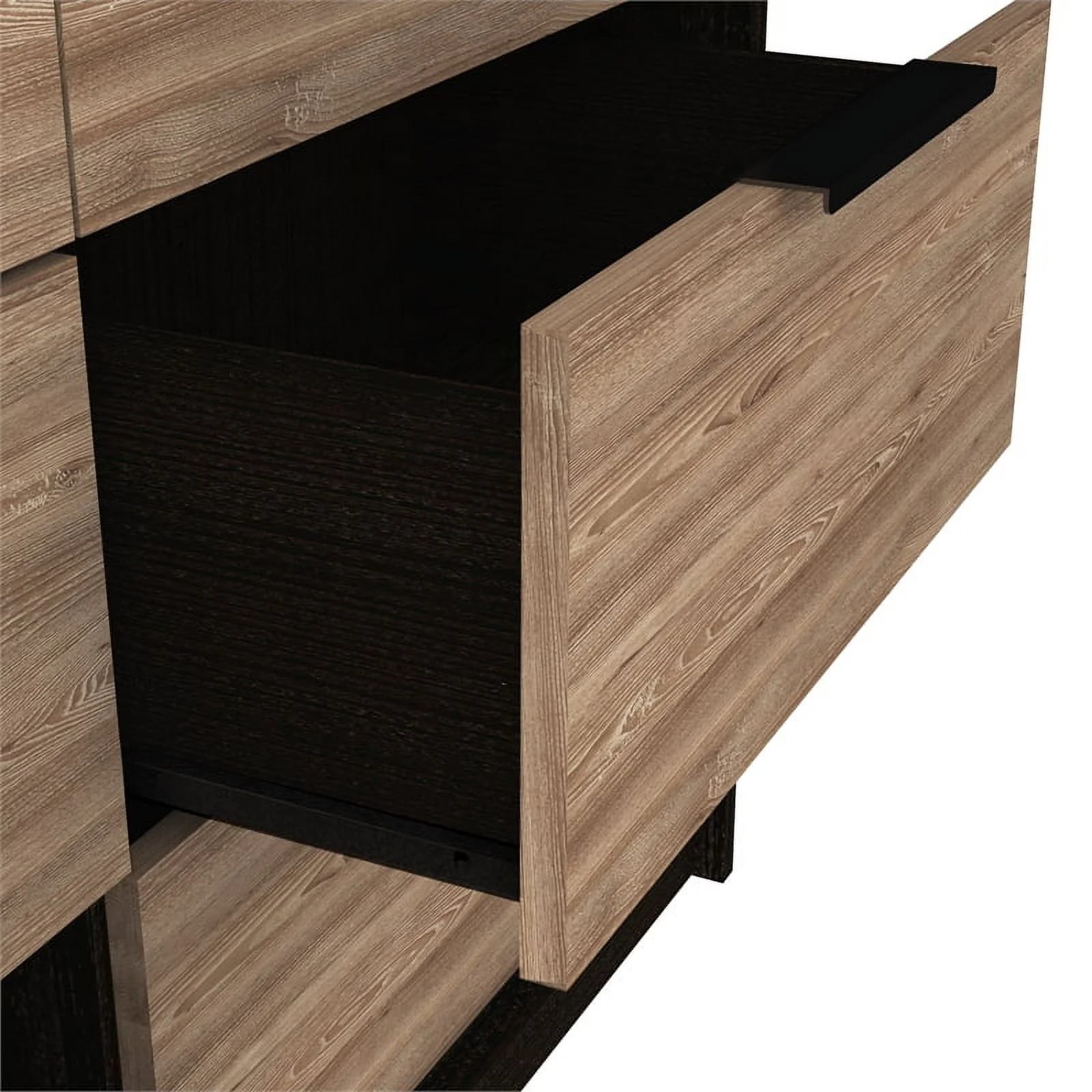 Home Square 2-Piece Set with Wood Nightstand and 4 Drawer Dresser in Black